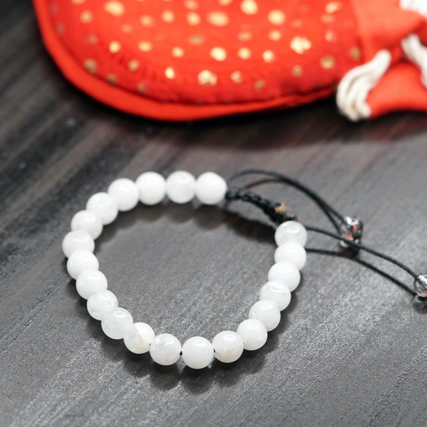 Natural white store chalcedony positivity bracelet