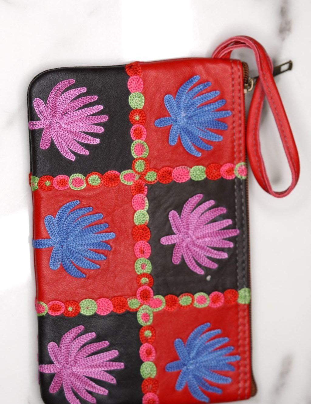 Fashionable style purse is a stunning embroidered Kashmir wallet, with a gorgeous boho style design.