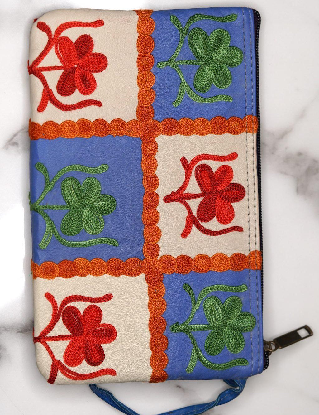 Beautiful handmade wristlet purse with Kashmiri embroidery for everyday use.