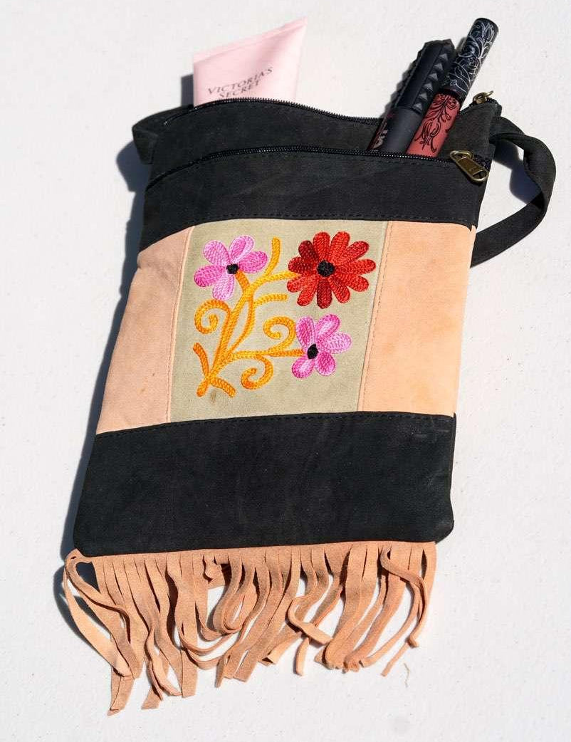 A unique style women's shoulder bag, crafted with beautiful cashmere floral embroidery to give it a chic stylish look..