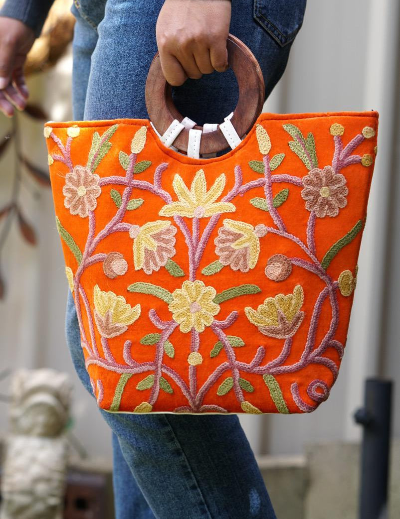 Unique style tote bag with hand embroidery, easy to carry and stylist design