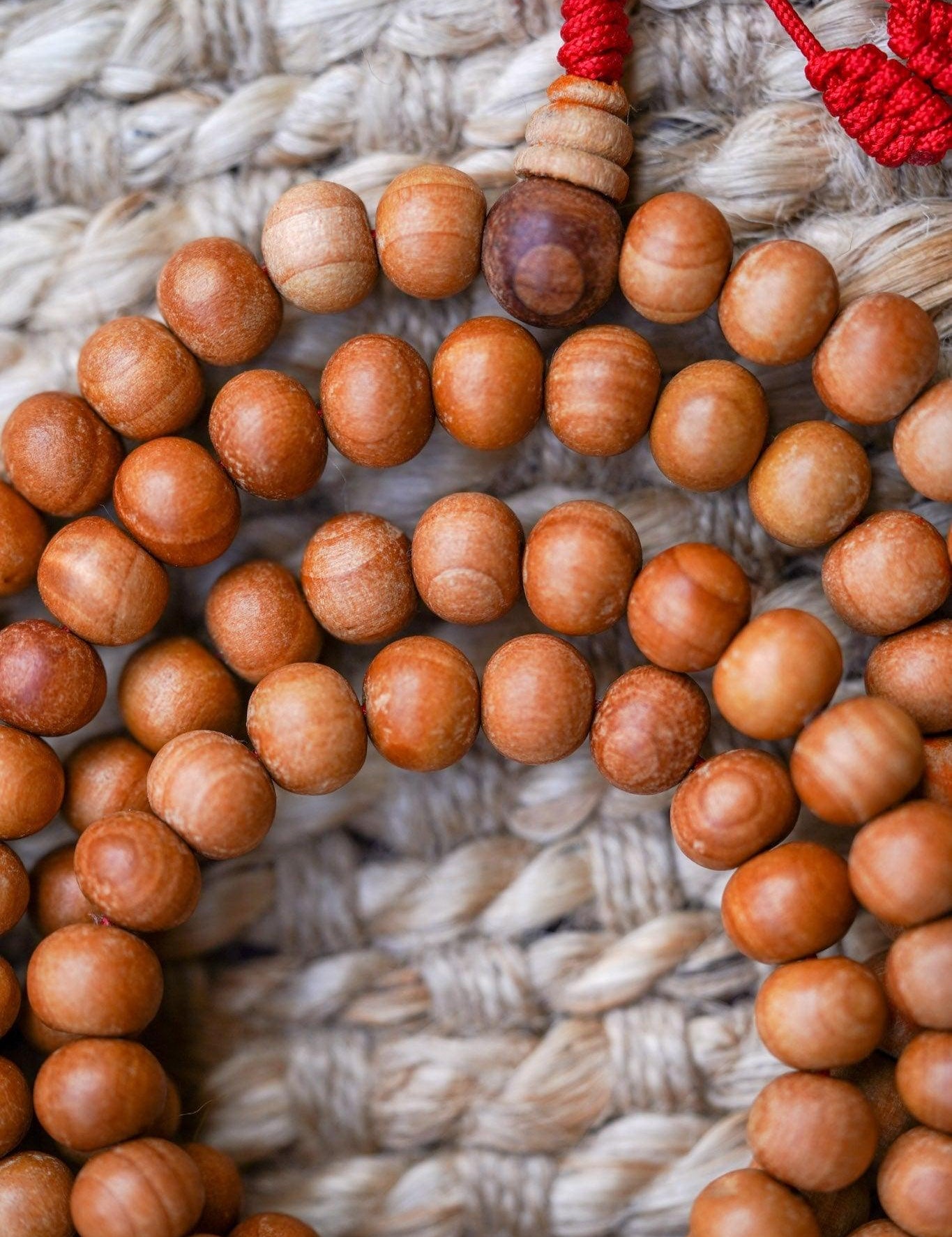 108 Beads Sandalwood Mala close up