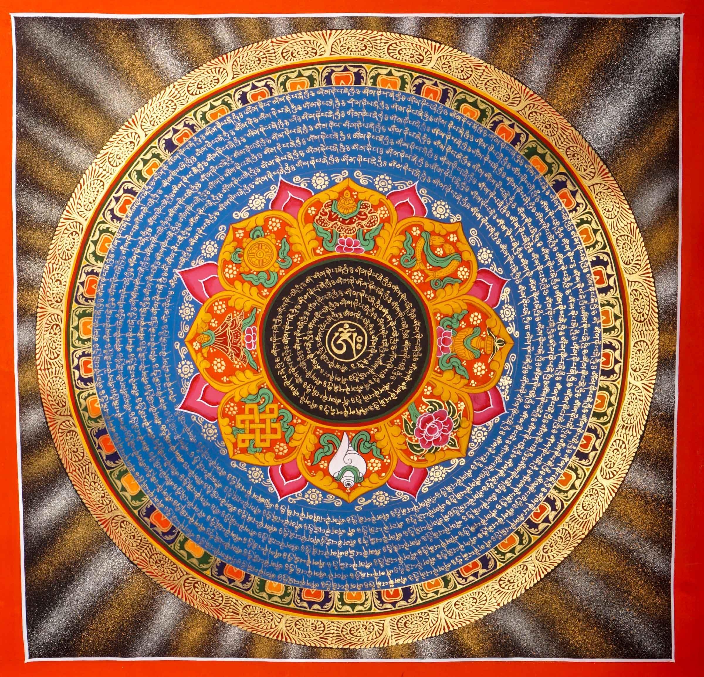 Om Mantra Mandala Thangka from Lamas of Himalayas 