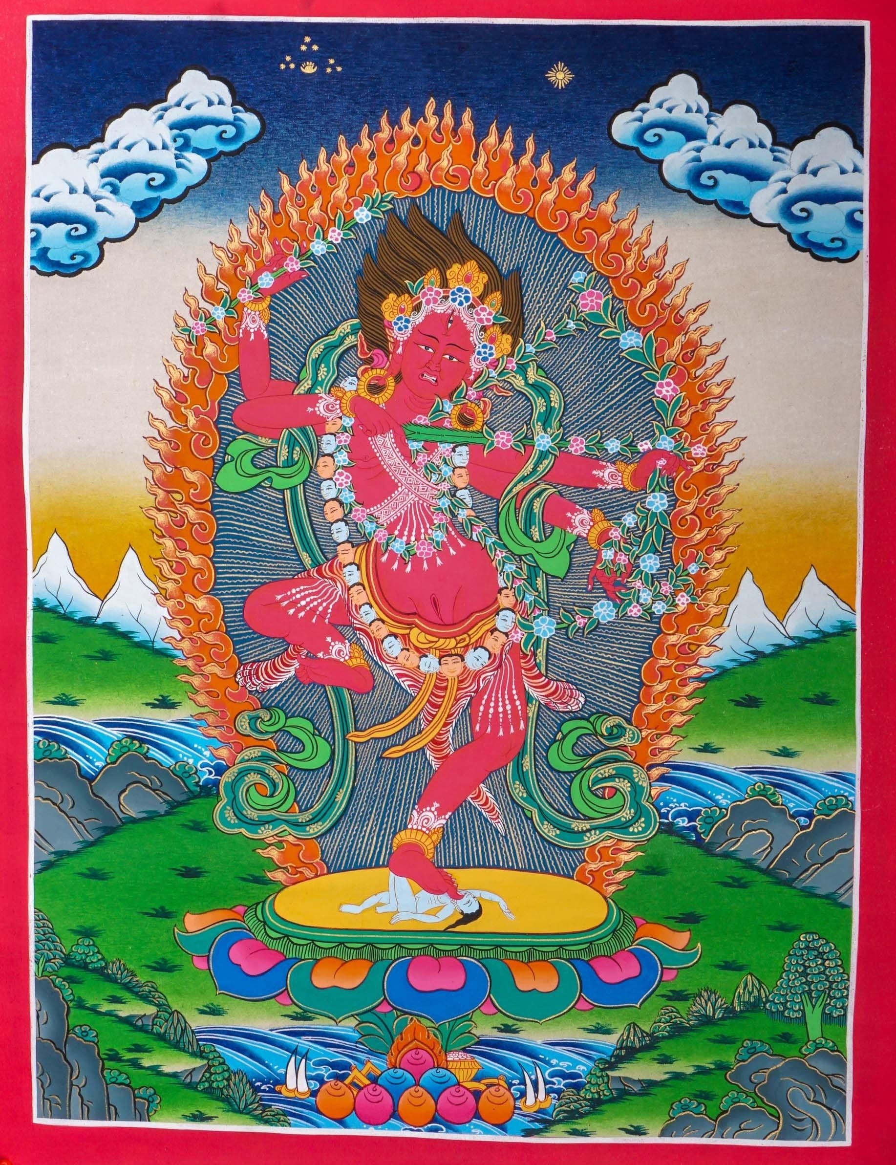 Handmade Kurkulla Thangka Painting for Meditation Practice