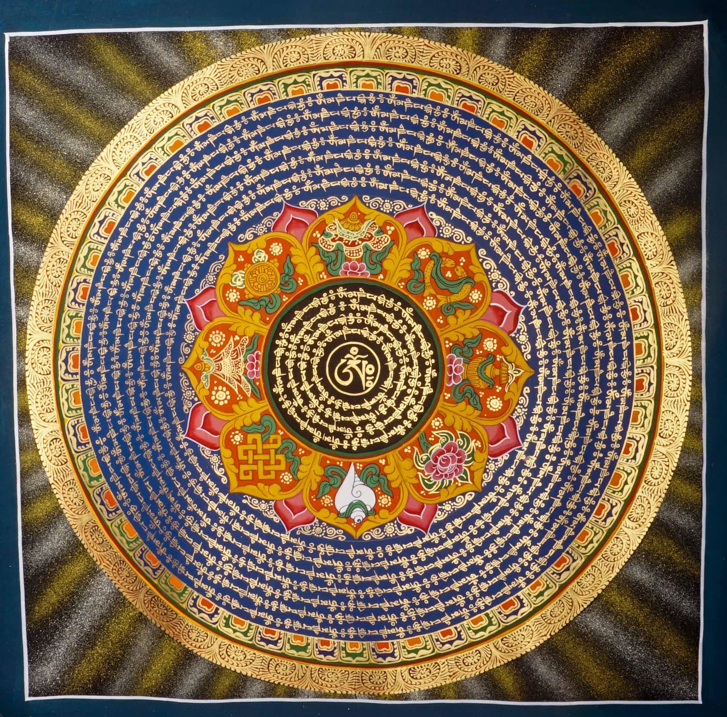 Om Mantra Mandala Thangka from Lamas of Himalayas 