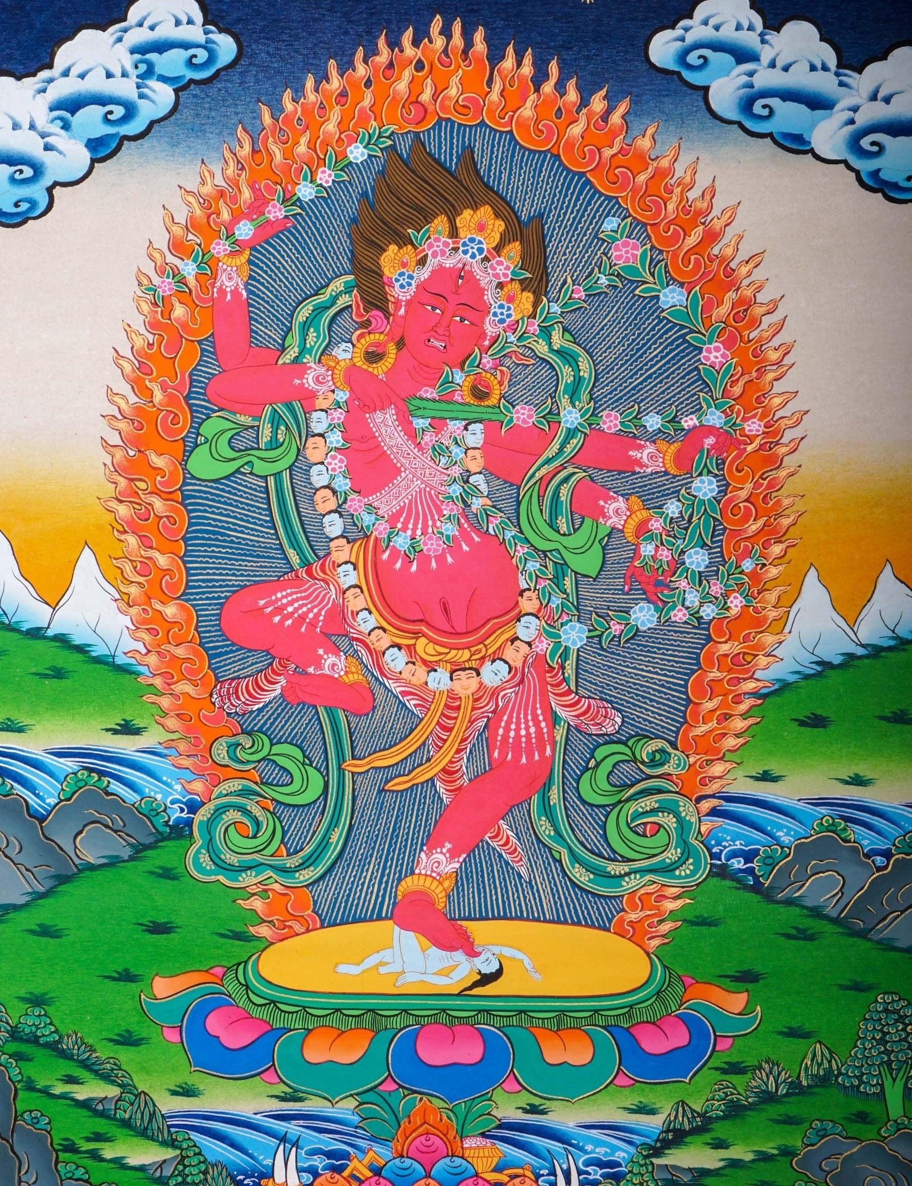 Handmade Kurkulla Thangka Painting for Meditation Practice