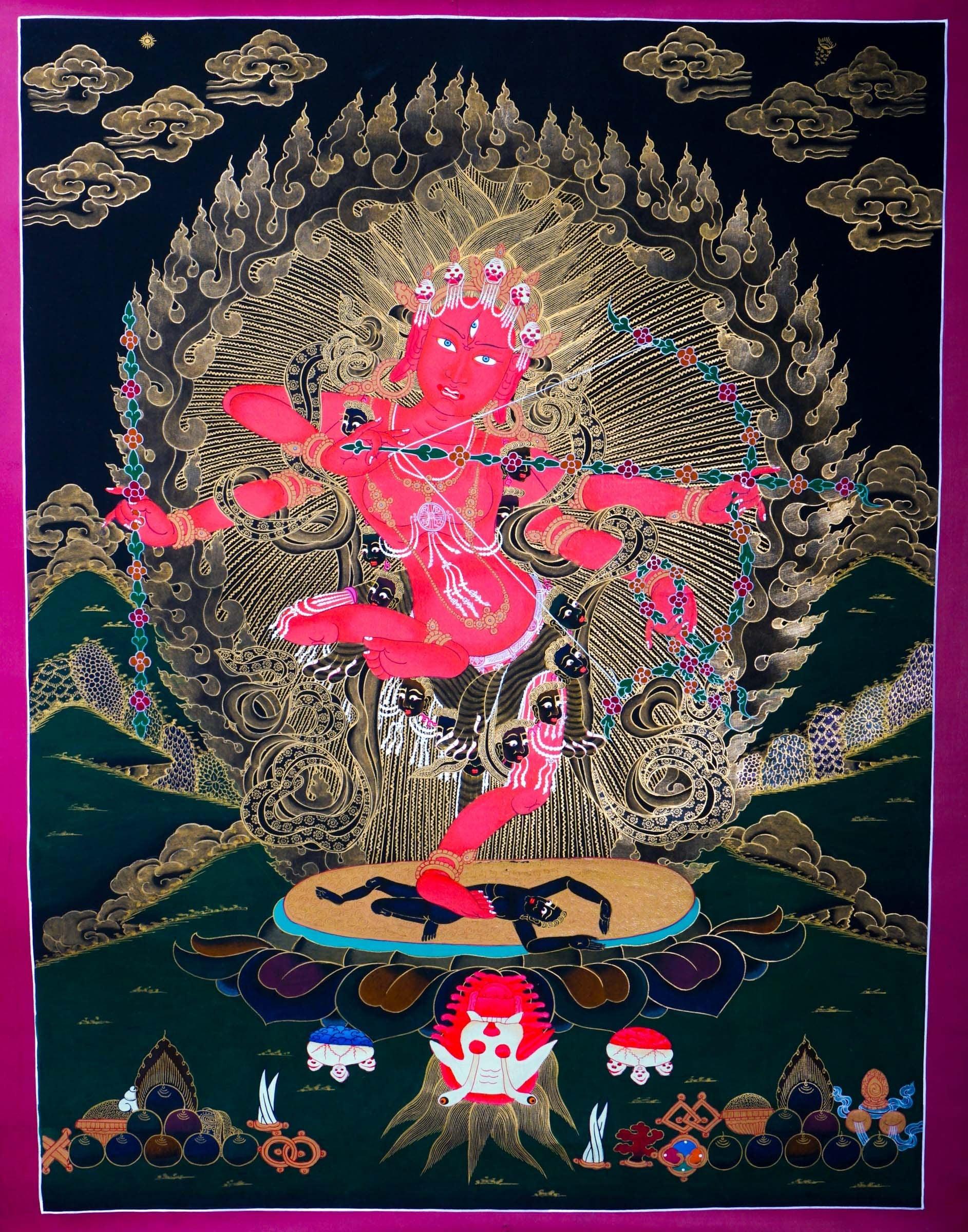 Handmade Kurkulla Thangka Painting for Meditation Practice