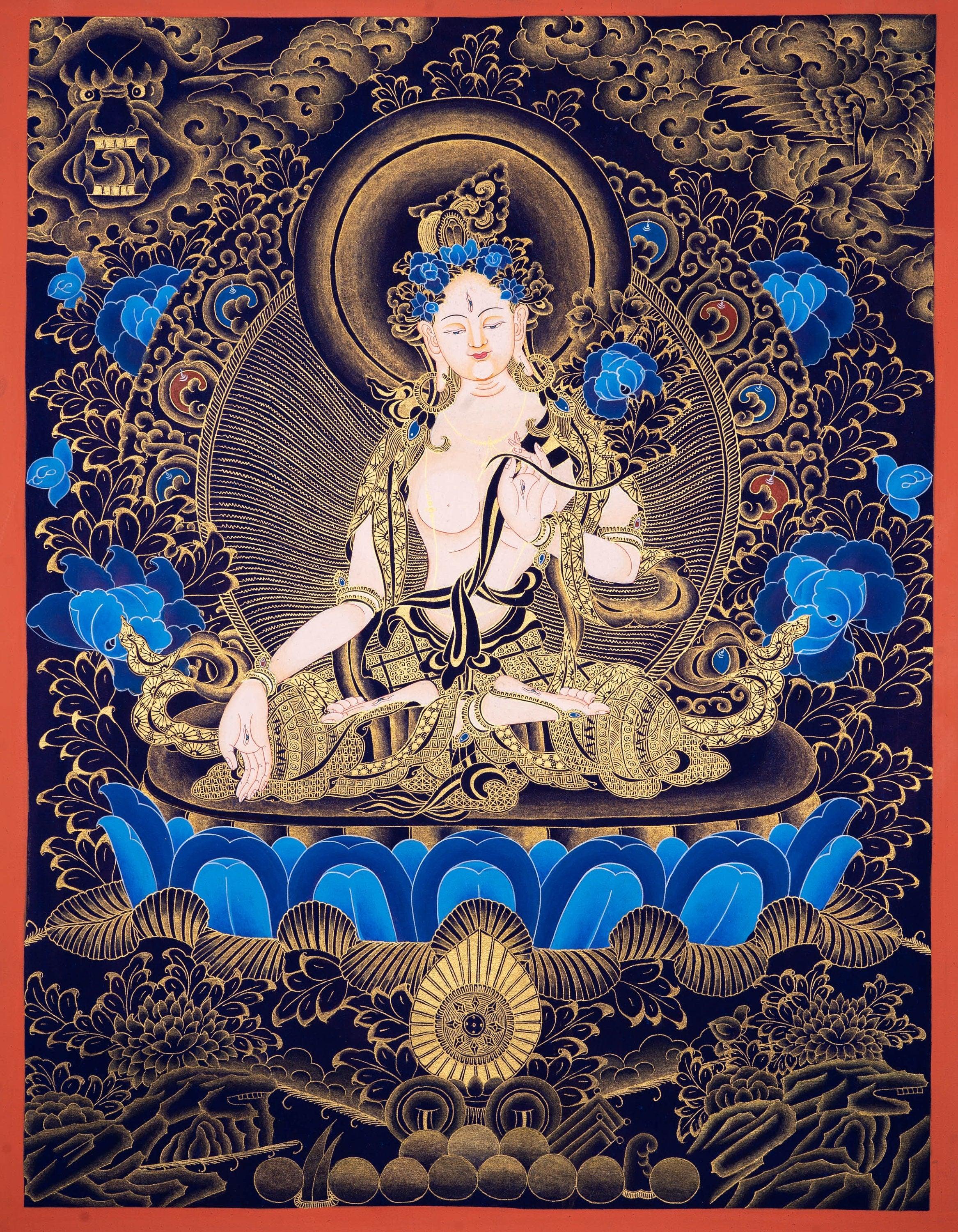 White Tara Thangka Painting Art from Nepal - Himalayas Shop