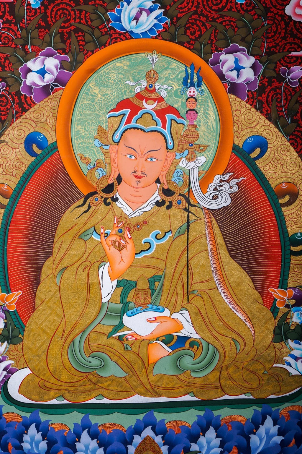 Guru Rinpoche on a Lotus Flower - Thangka Painting - Get Now