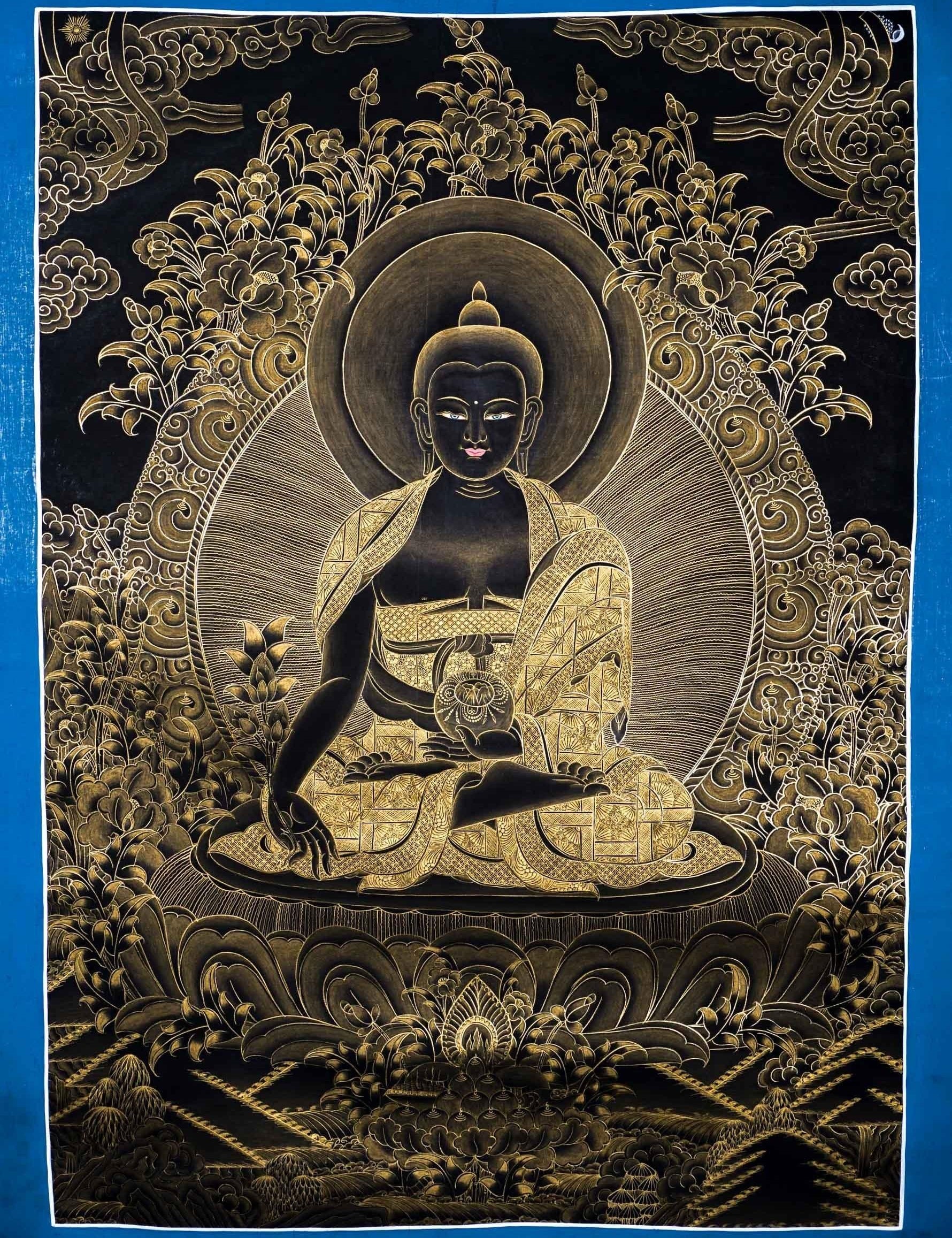 Genuine Tibetan Thangka of Medicine Buddha  For Meditational Practice and Spiritual Gifts