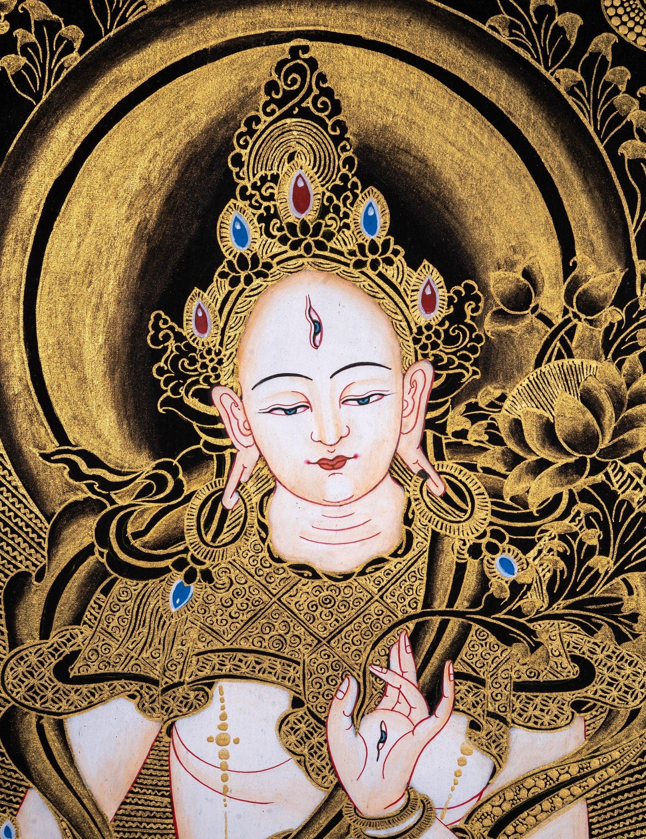 White Tara Thangka Painting Art from Nepal - Himalayas Shop