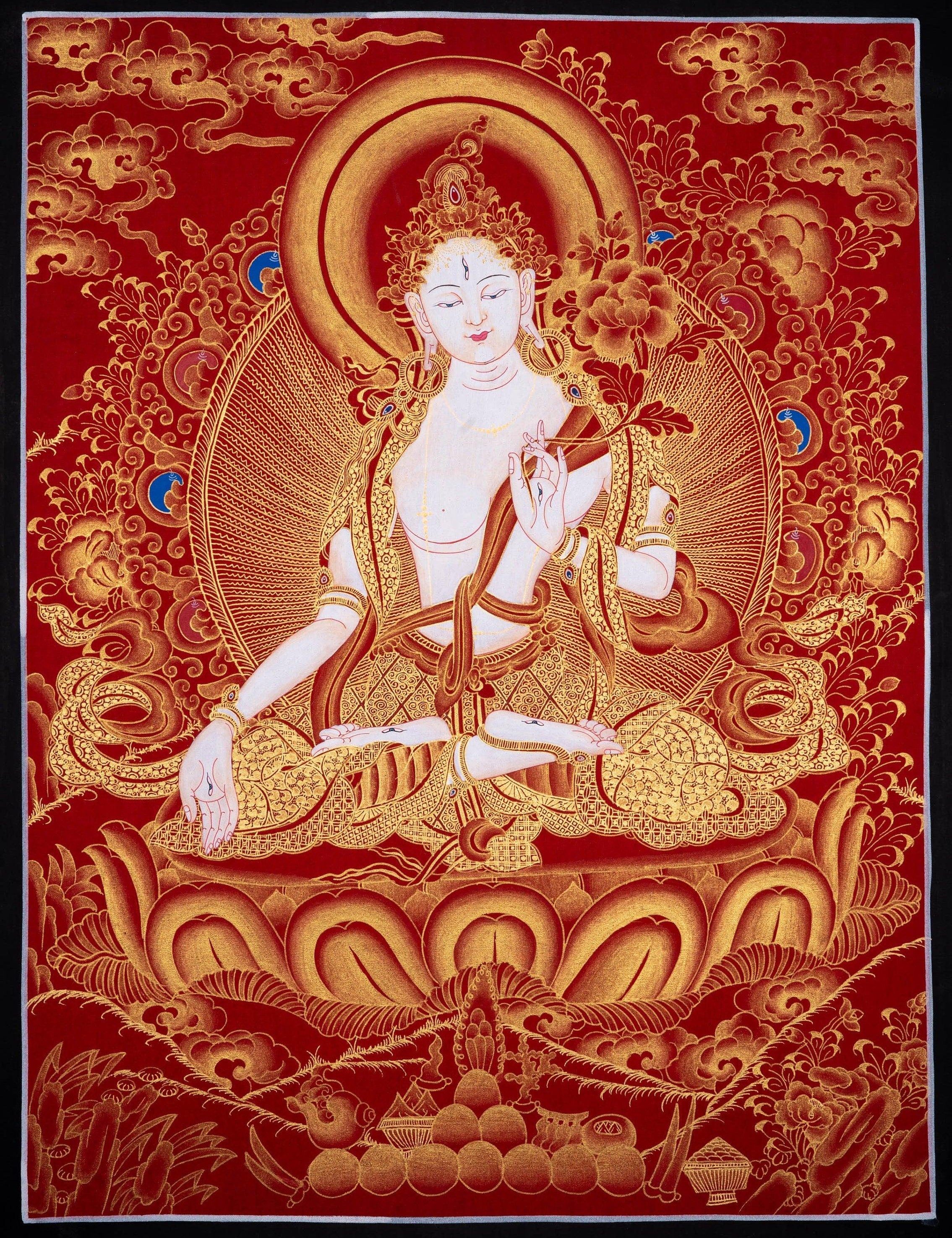 White Tara Thangka Painting Art from Nepal - Himalayas Shop