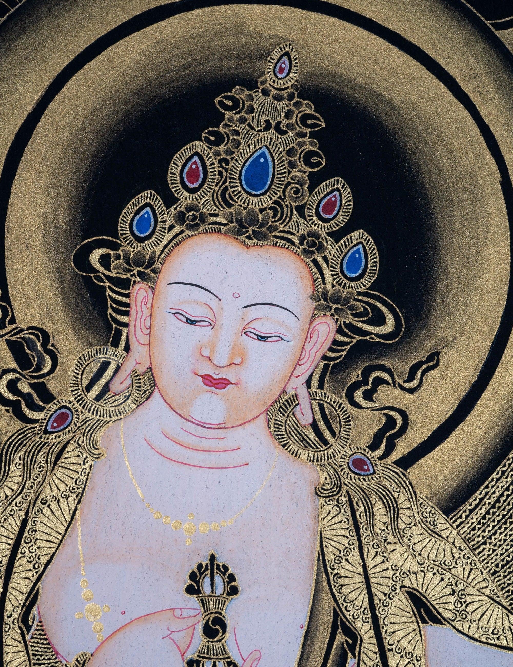 Vajrasattva Thangka Art on Cotton Canvas