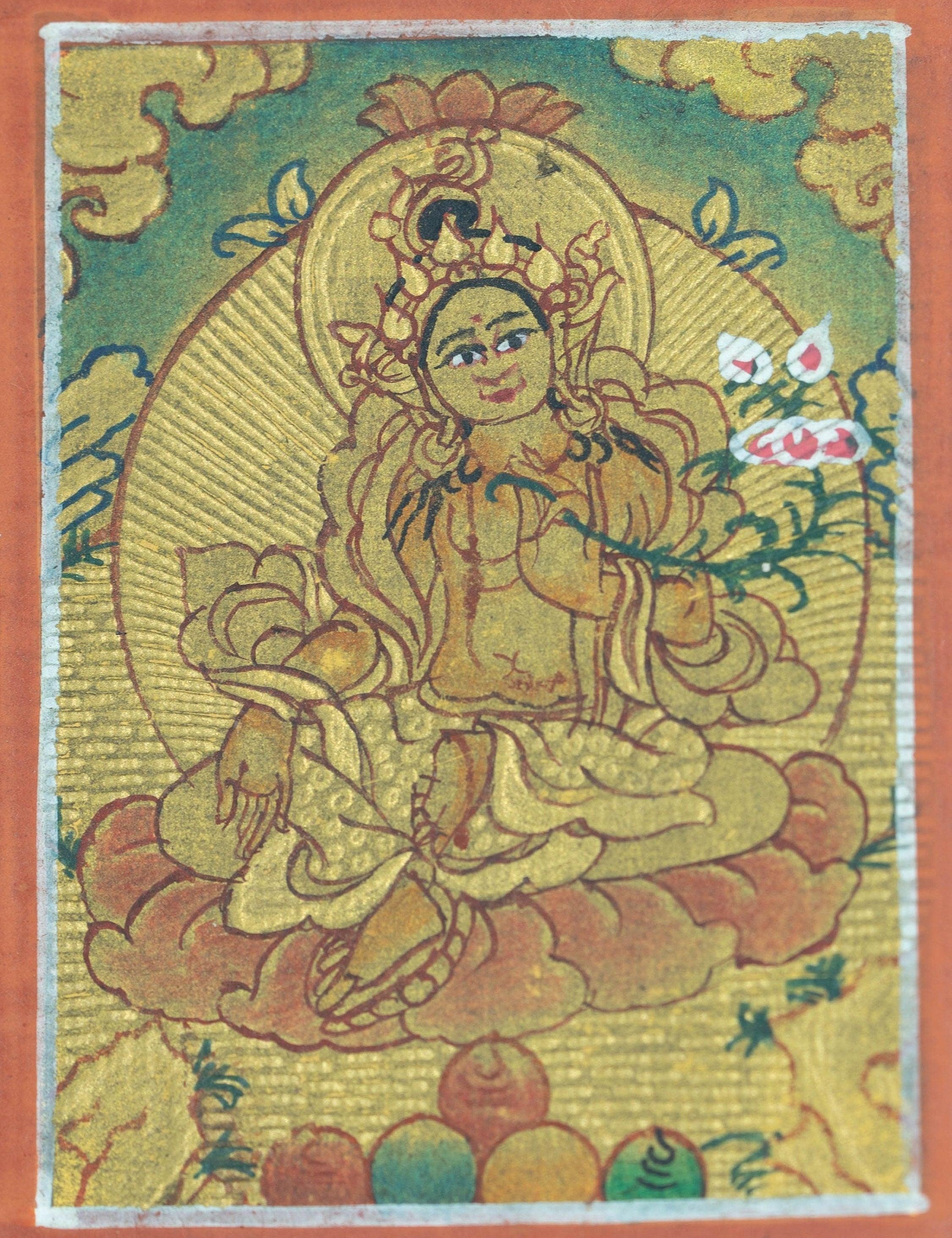 Green Tara ( Deity of Compassion ) Ghau Thangka - Himalayas Shop