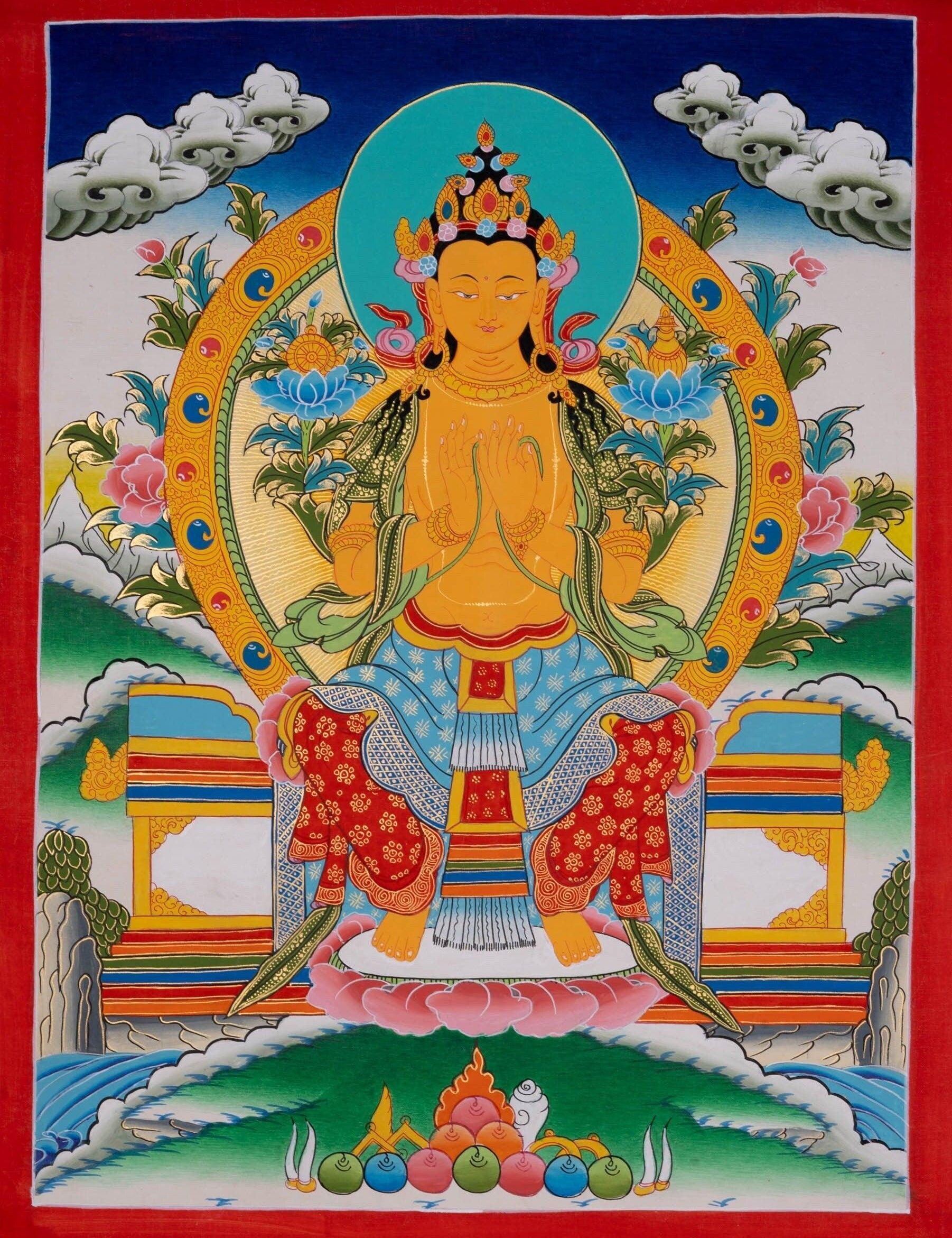 Genuine Thangka Painting of Maitreya Buddha - Himalayas Shop