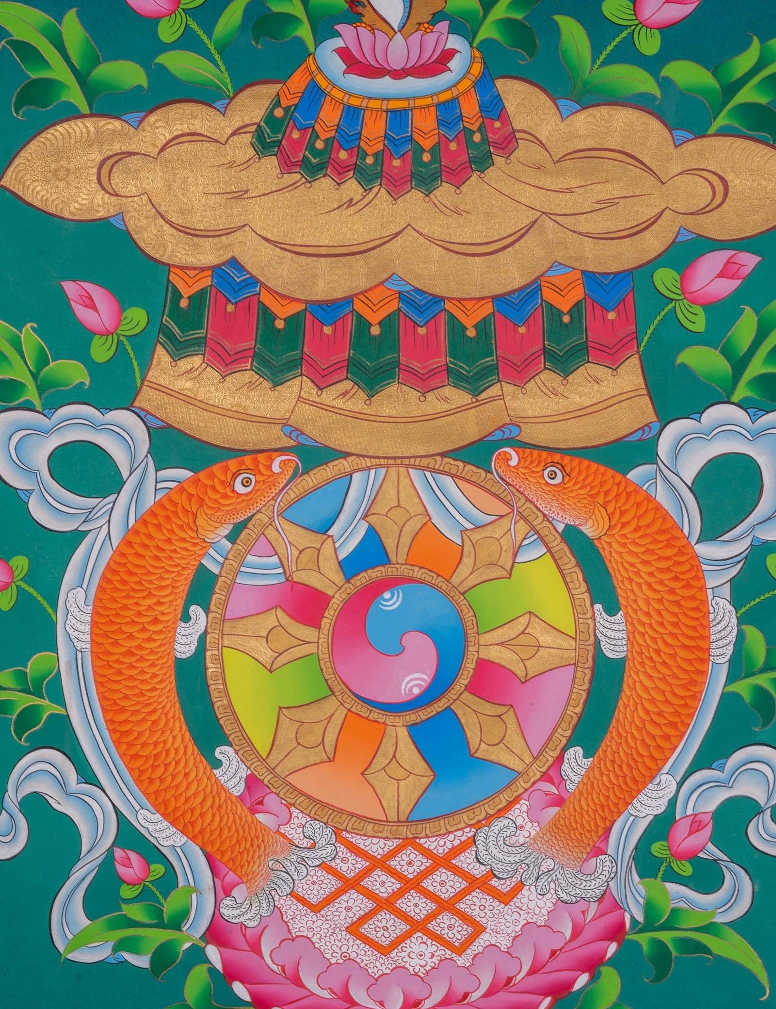 Eight Auspicious Symbol Thangka Painting - Himalayas Shop