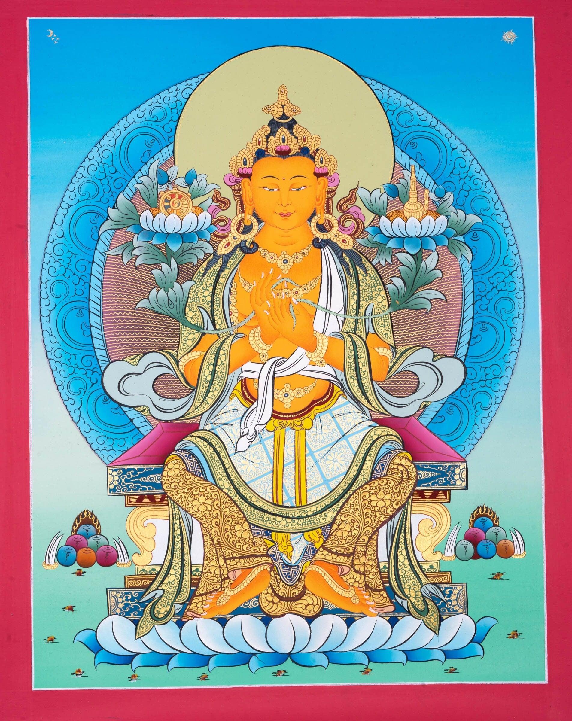 Maitreya Buddha Thangka Art - Himalayas Shop