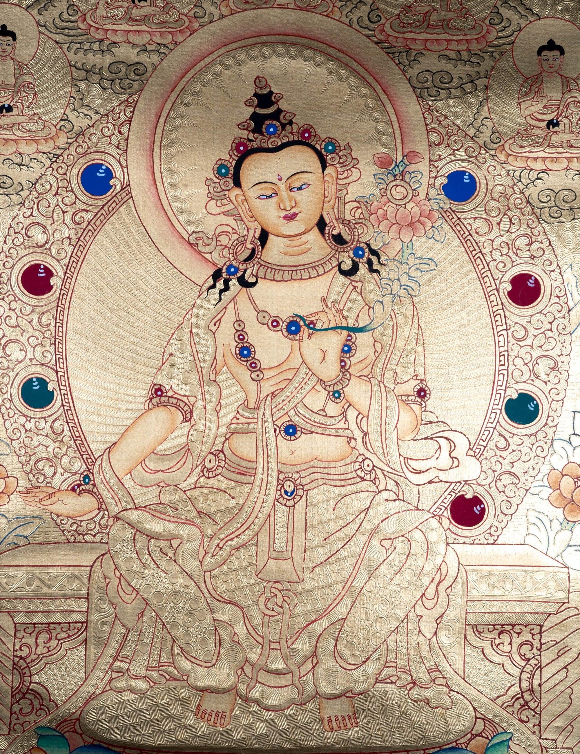 Lyap Maitreya Buddha Thangka Painting - Himalayas Shop