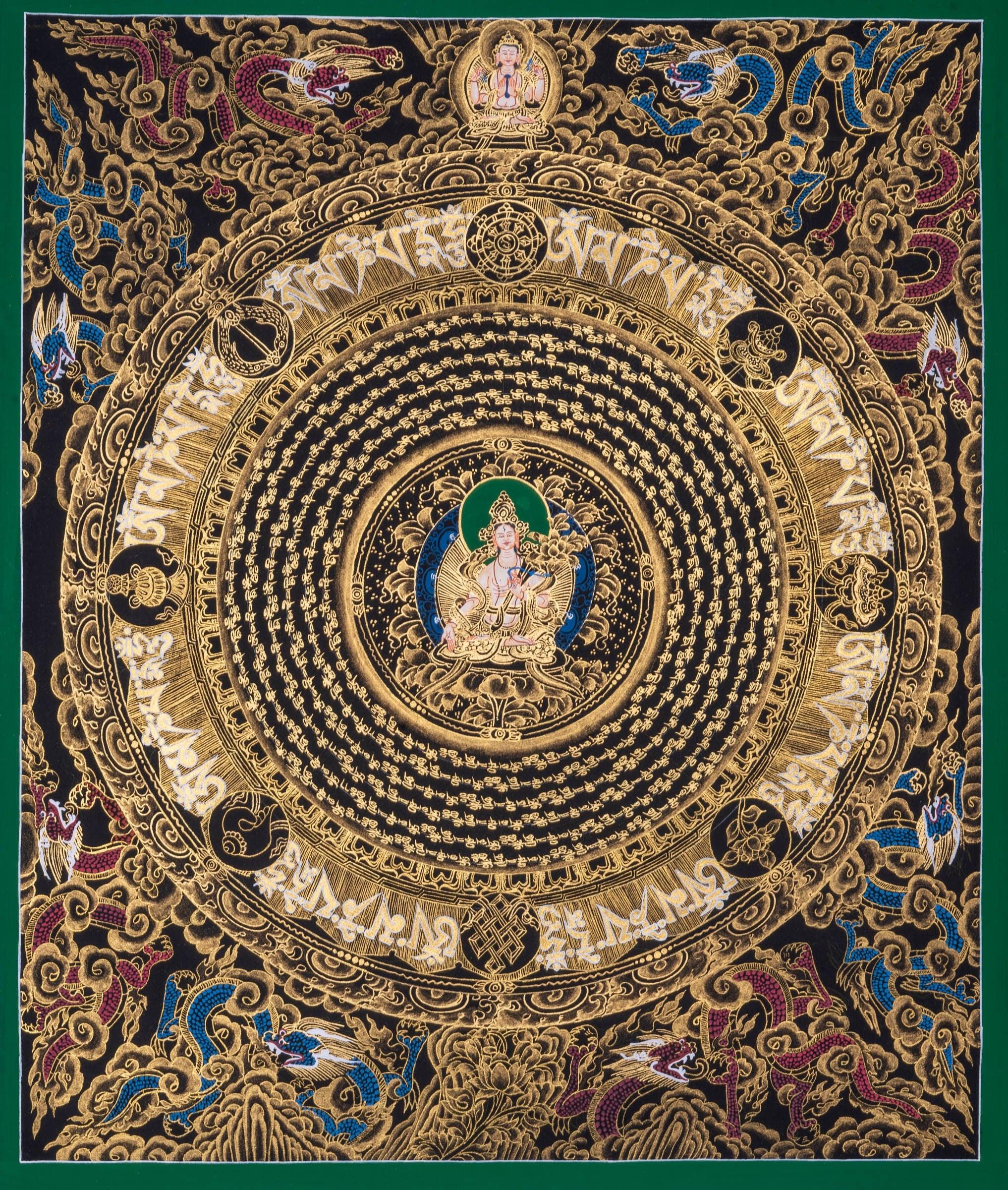 Mantra Mandala with White Tara Thangka Art - Himalayas Shop