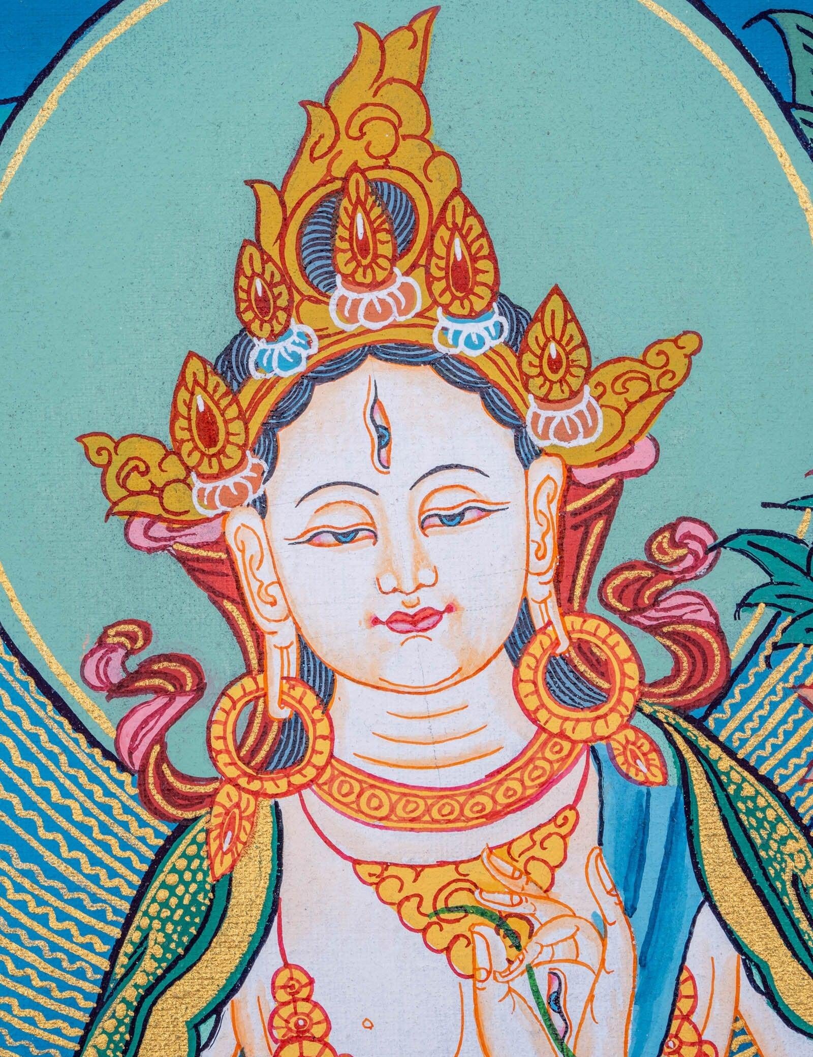 White Tara Thangka Painting - Himalayas Shop