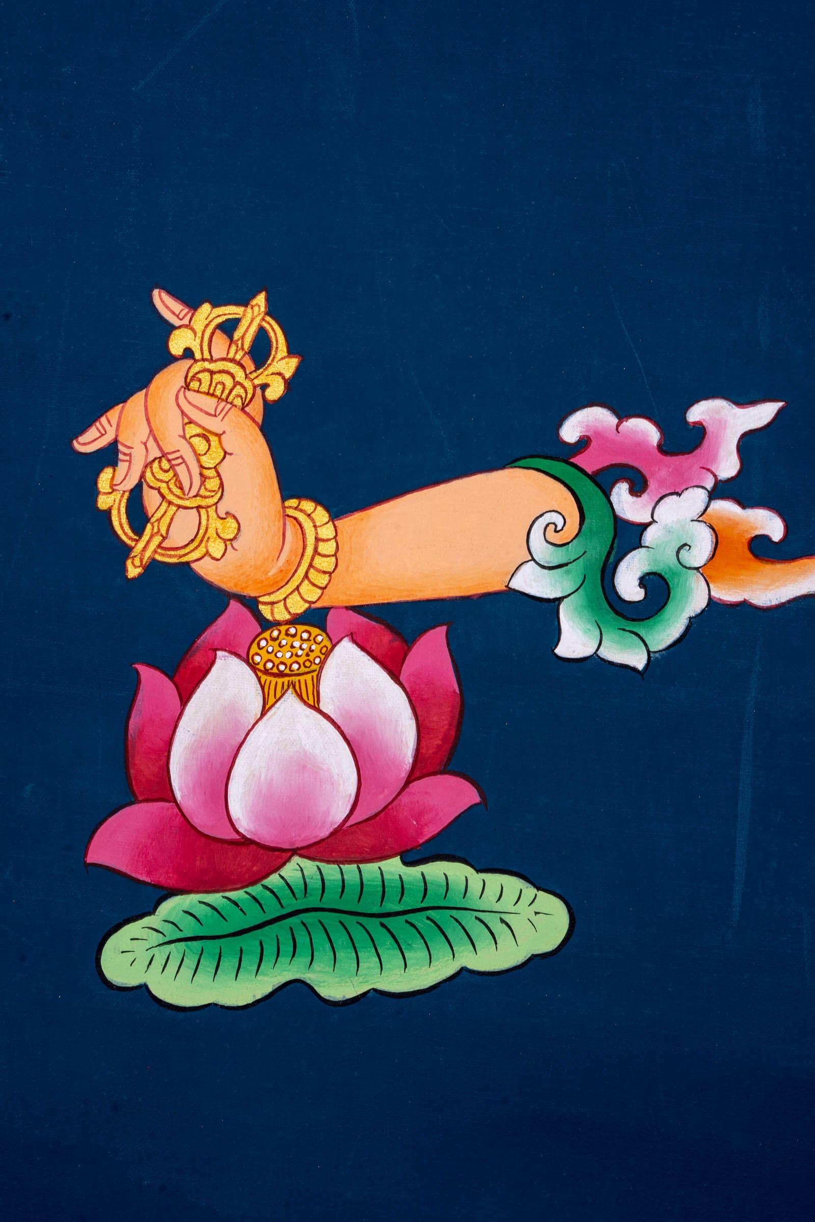 Guru Rinpoche Hand Gesture Thangka Painting - Buy Now