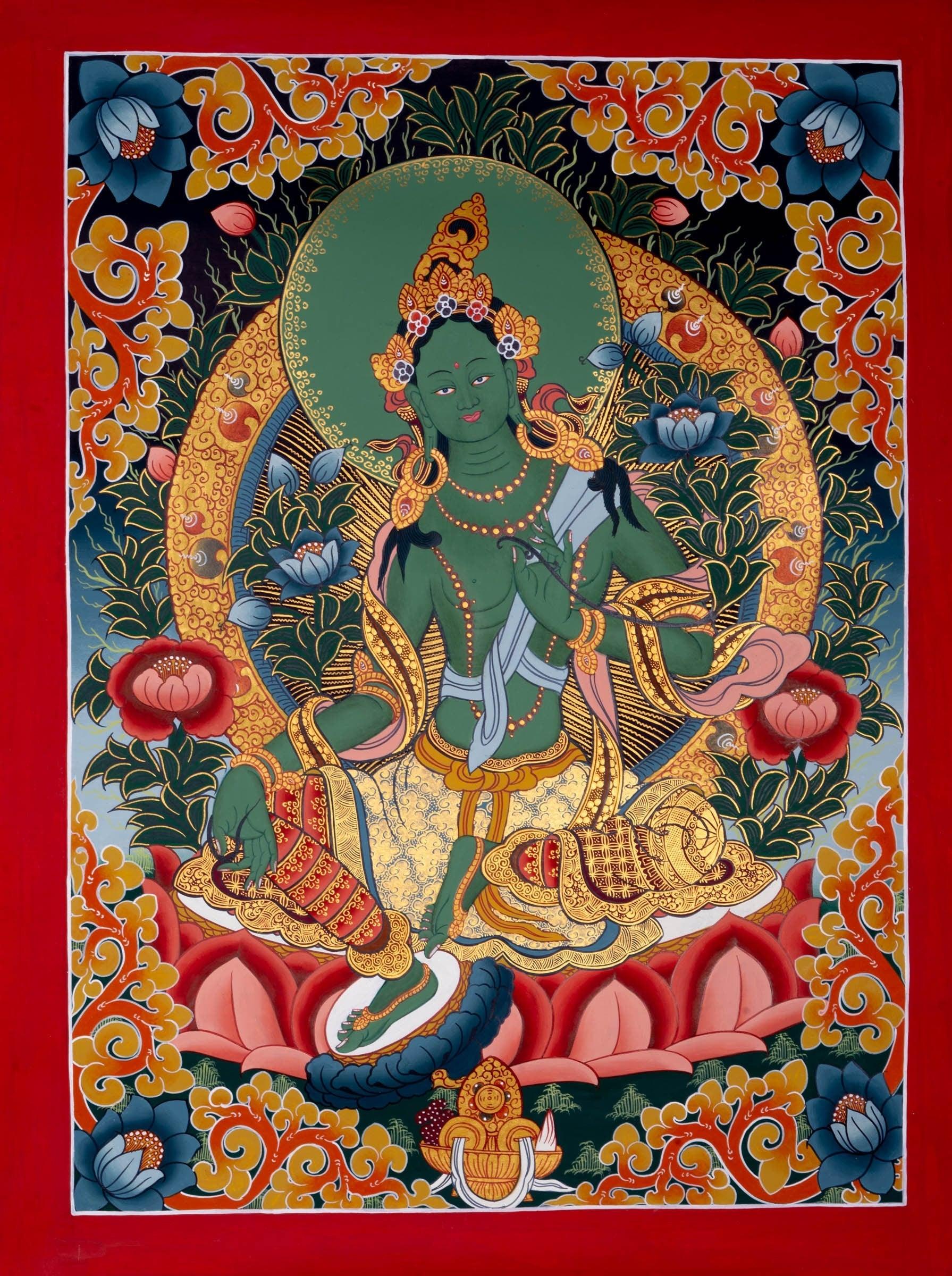 Beautiful Green Tara Thangka Painting - Shop Now – Himalayas Shop