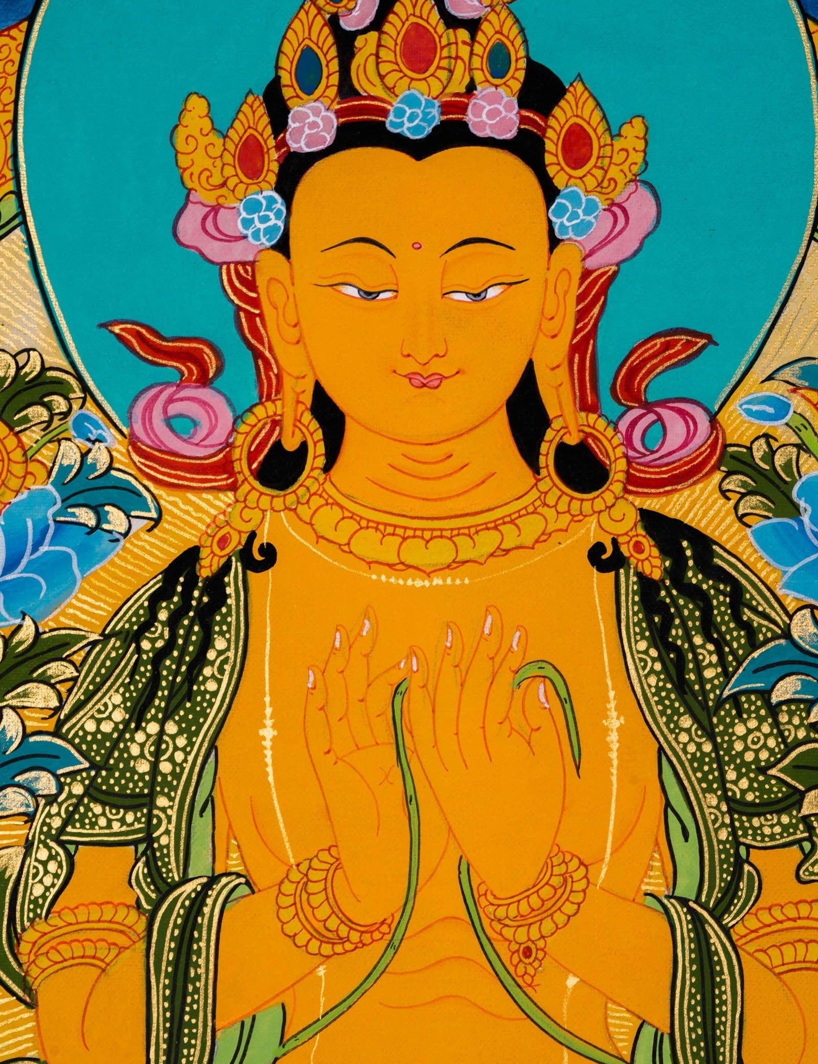 Genuine Thangka Painting of Maitreya Buddha - Himalayas Shop