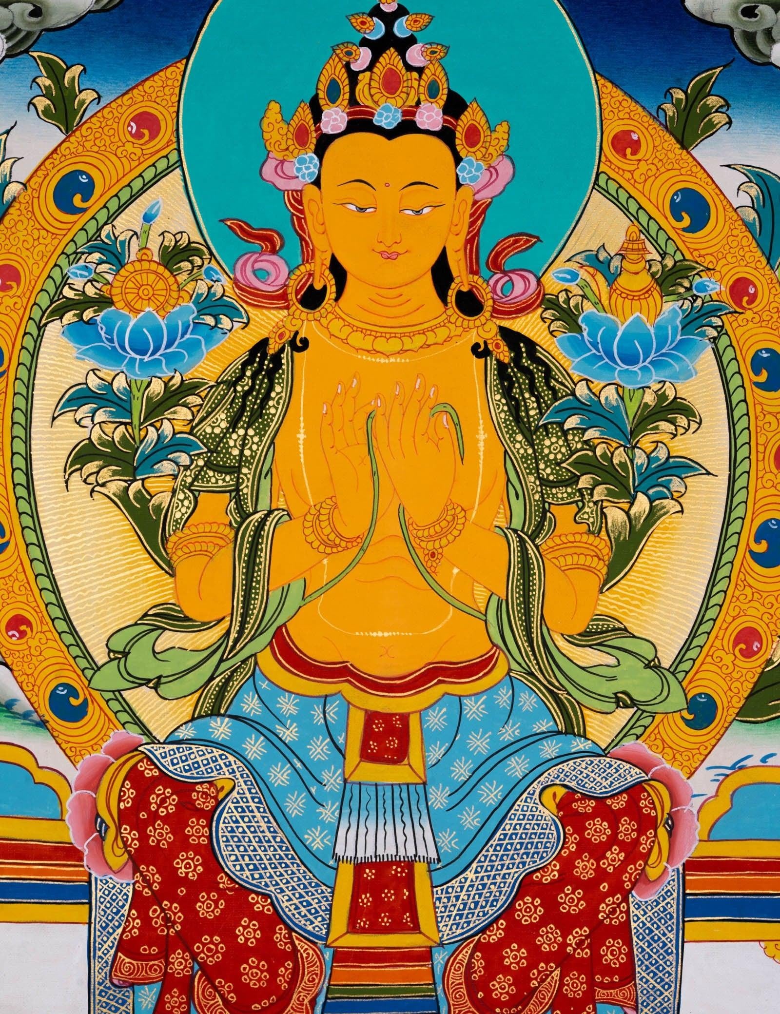 Genuine Thangka Painting of Maitreya Buddha - Himalayas Shop