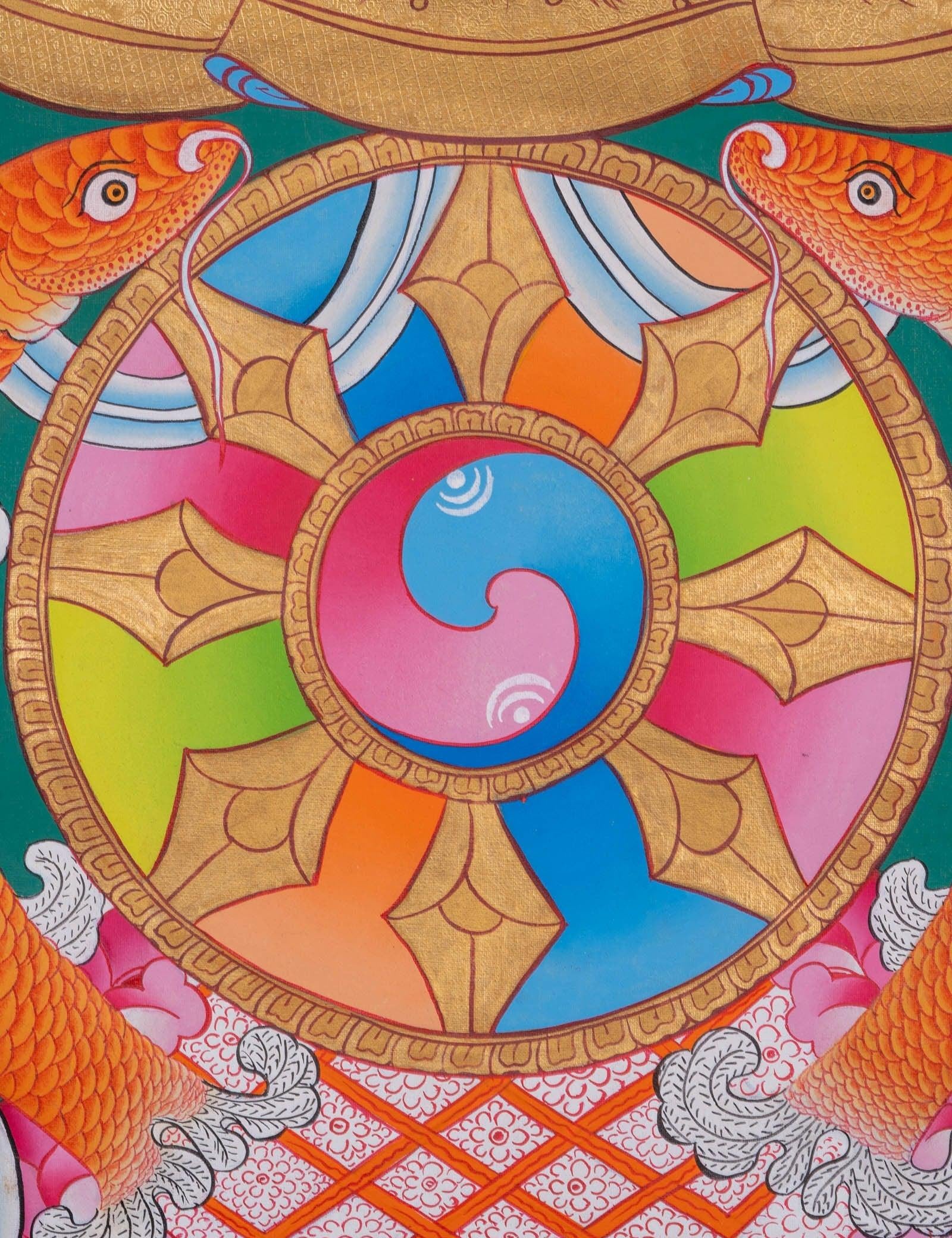 Eight Auspicious Symbol Thangka Painting - Himalayas Shop