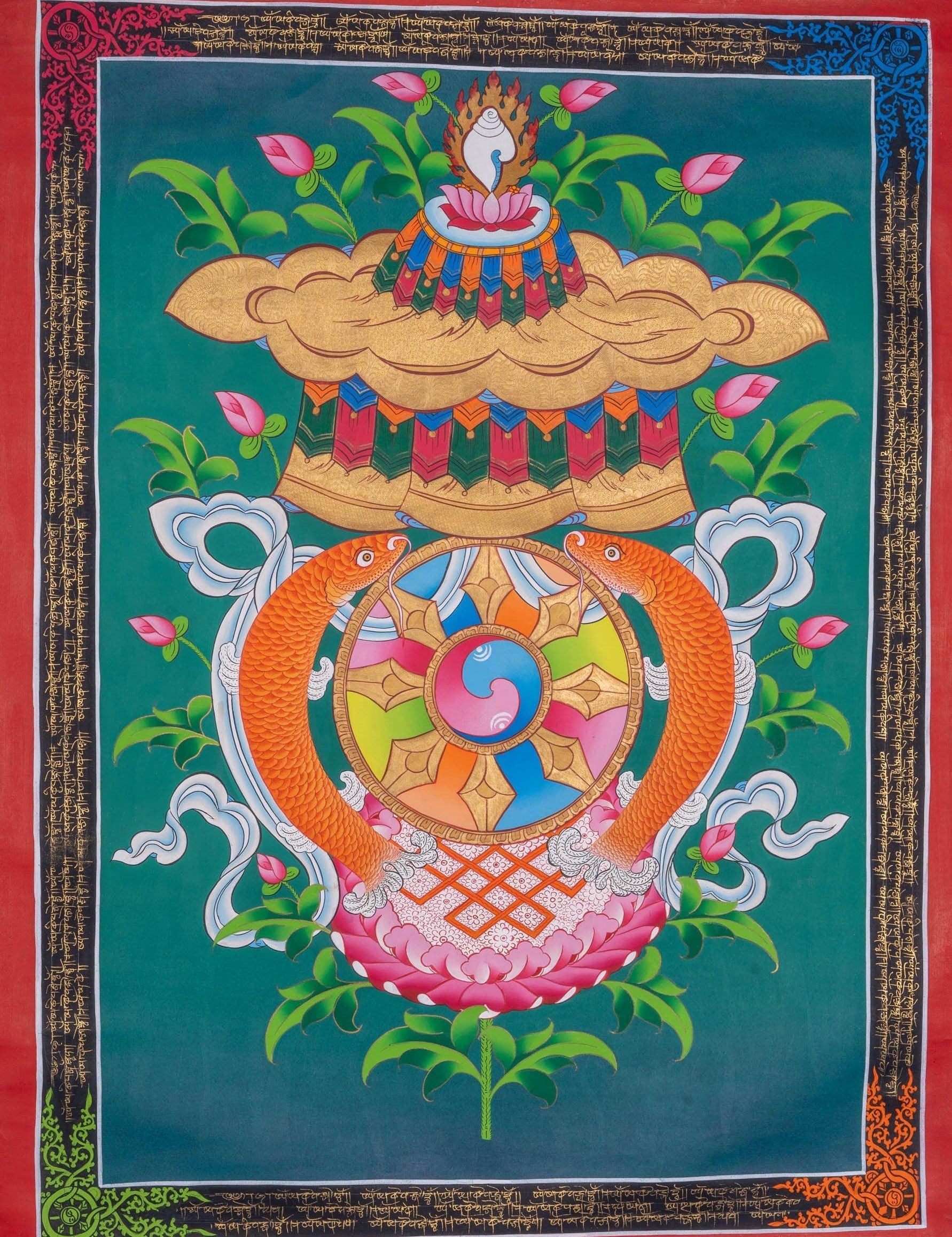 Eight Auspicious Symbol Thangka Painting - Himalayas Shop