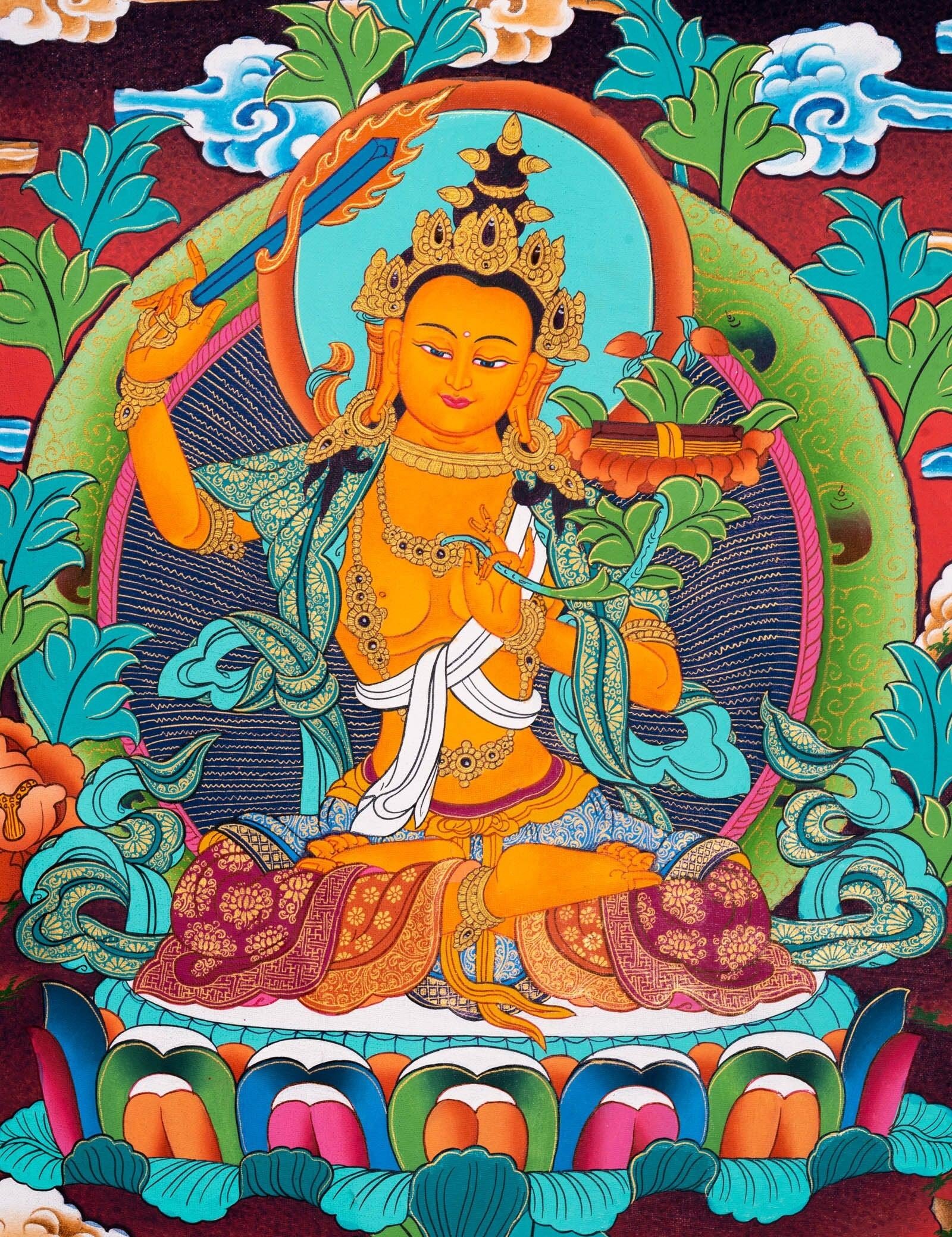 Three Great Bodhisattva Thangka Painting