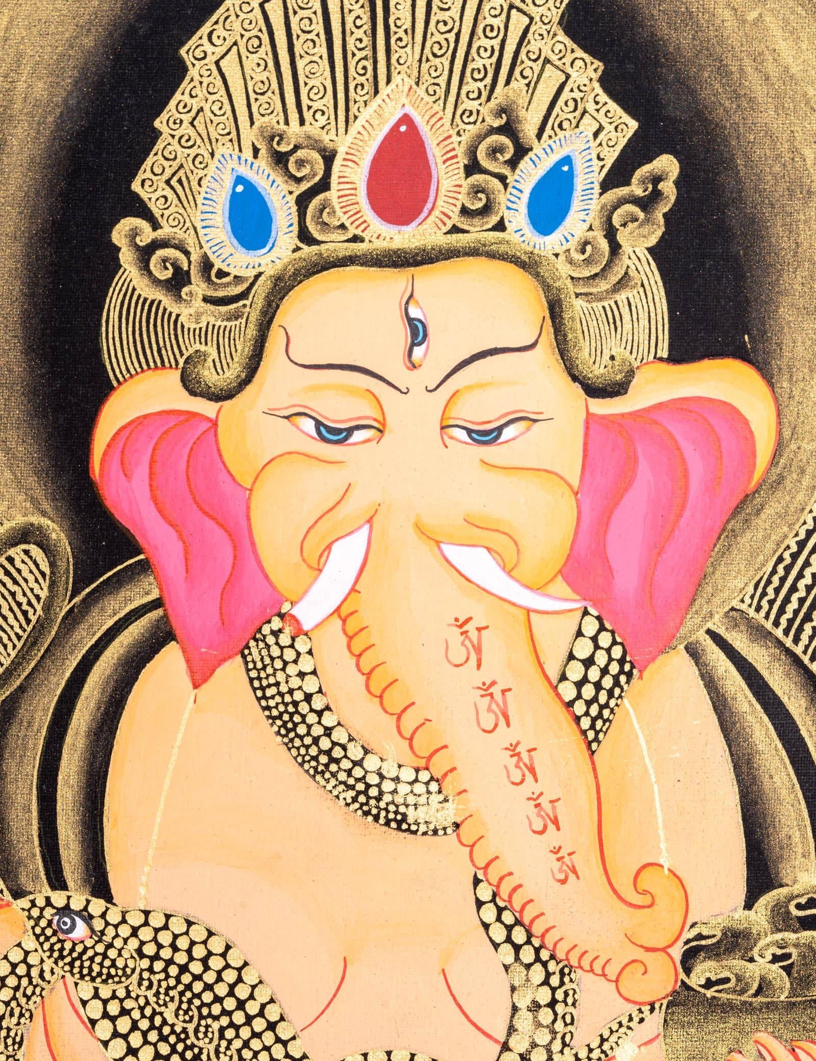 4 Hand Shri Ganesh Thangka Painting