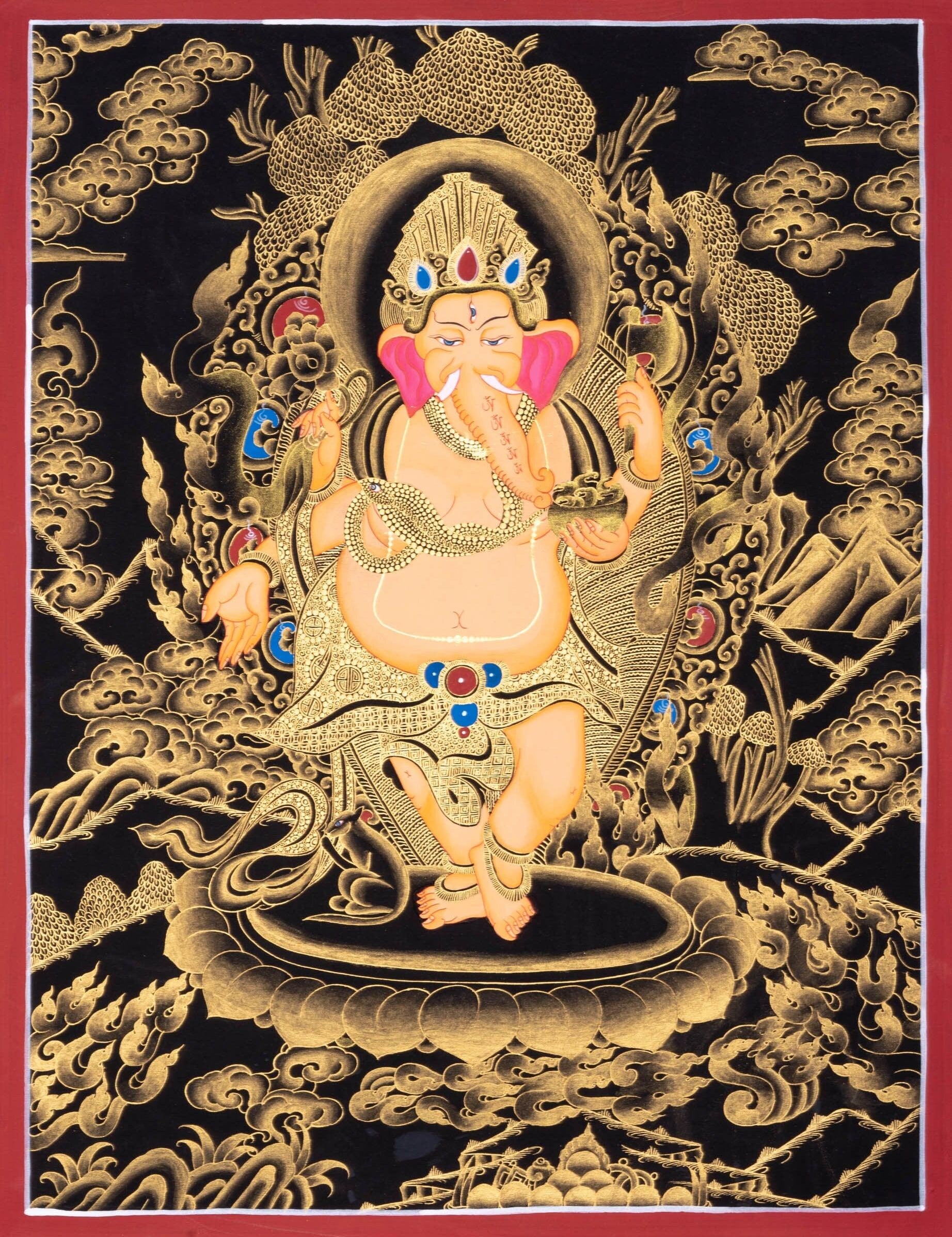 4 Hand Shri Ganesh Thangka Painting