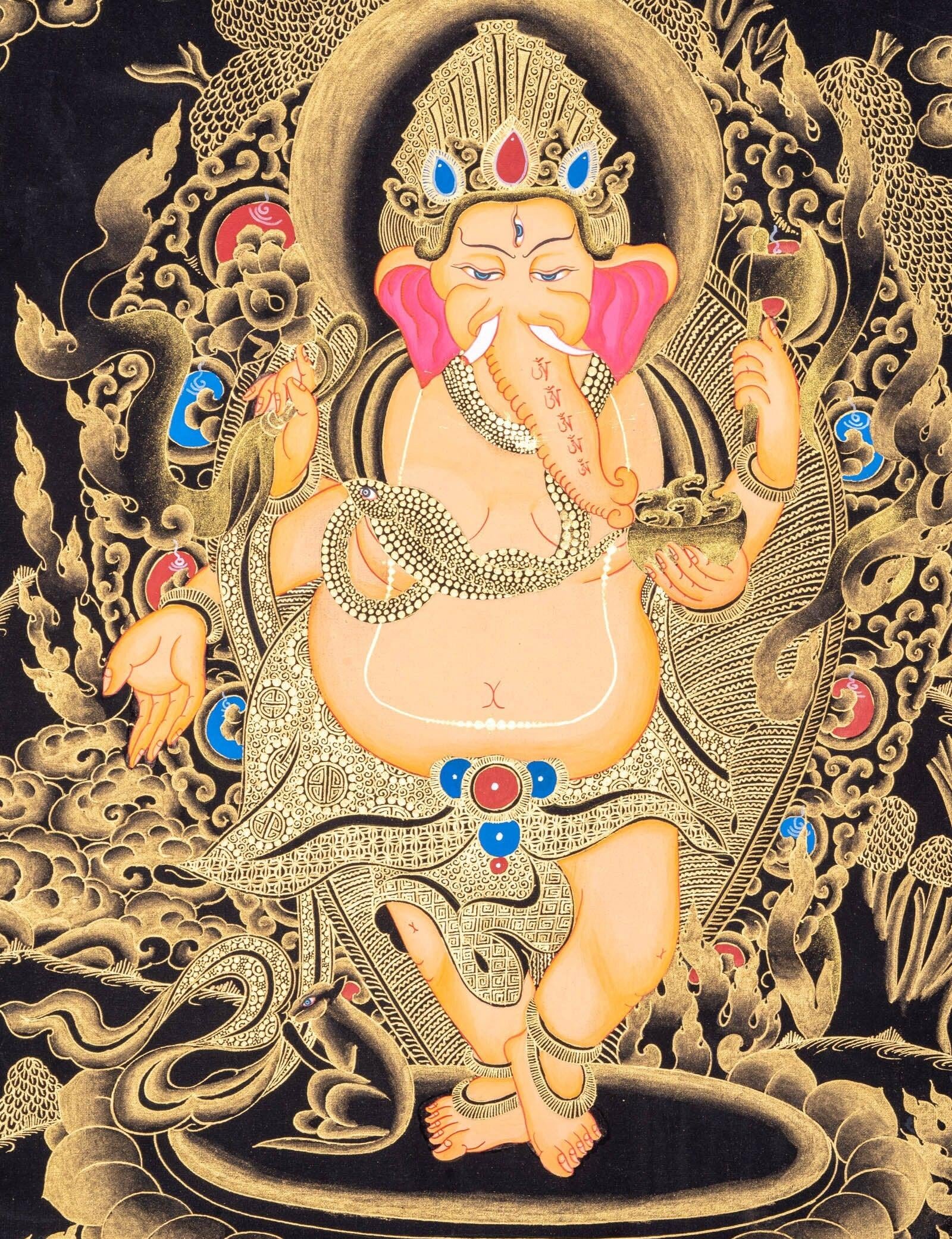 4 Hand Shri Ganesh Thangka Painting