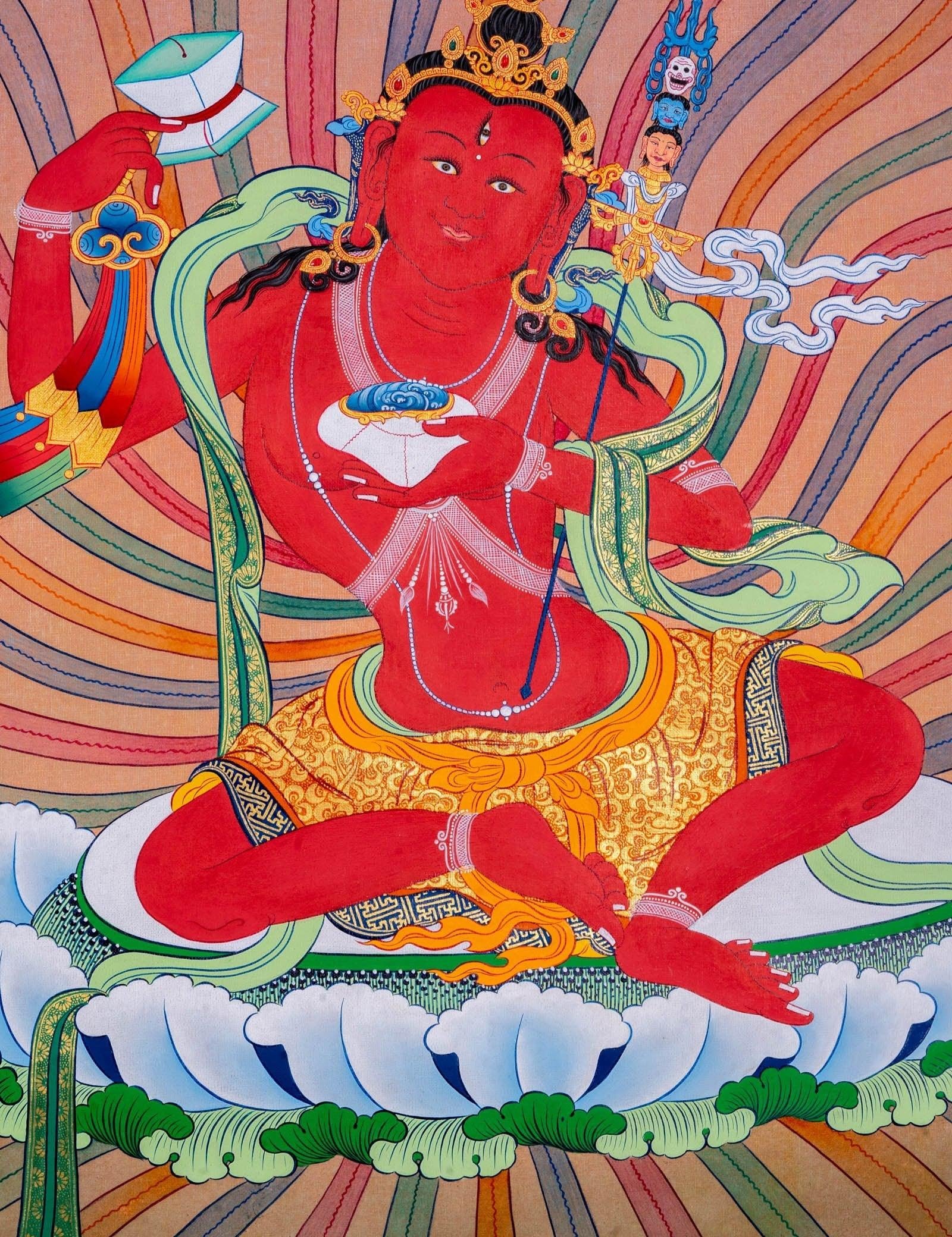 Red Guru Thangka Painting - Himalayas Shop