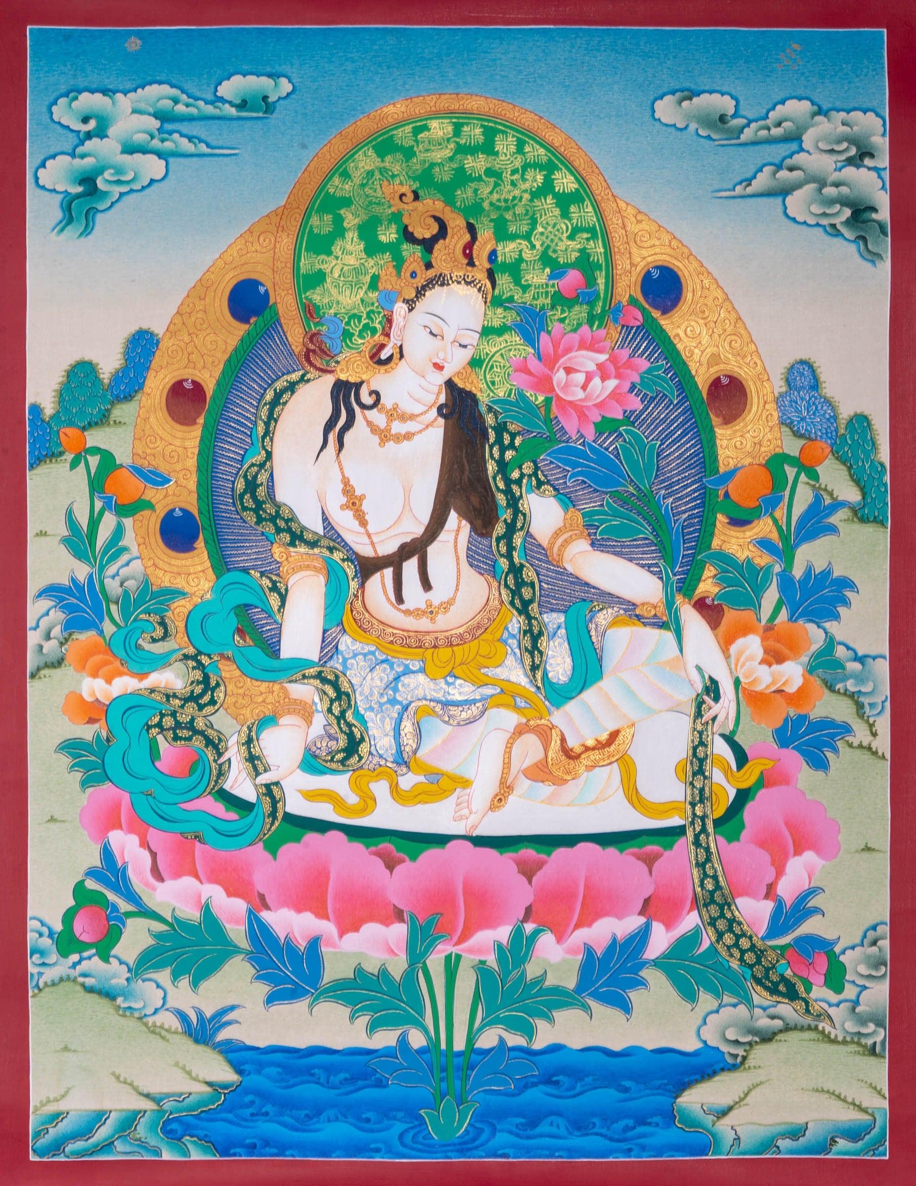 Vajrasattva Shakti Thangka Painting - HimalayasShop