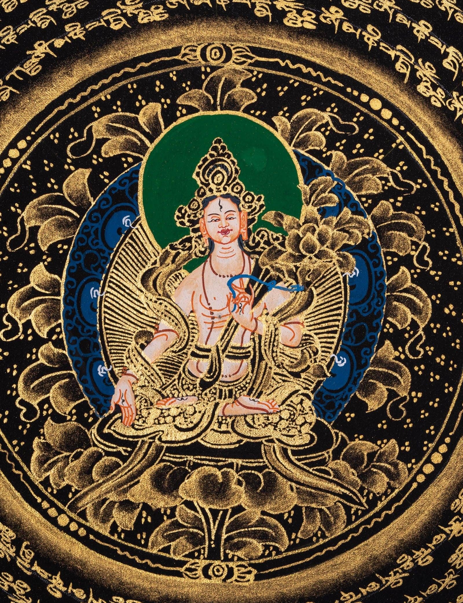 Mantra Mandala with White Tara Thangka Art - Himalayas Shop