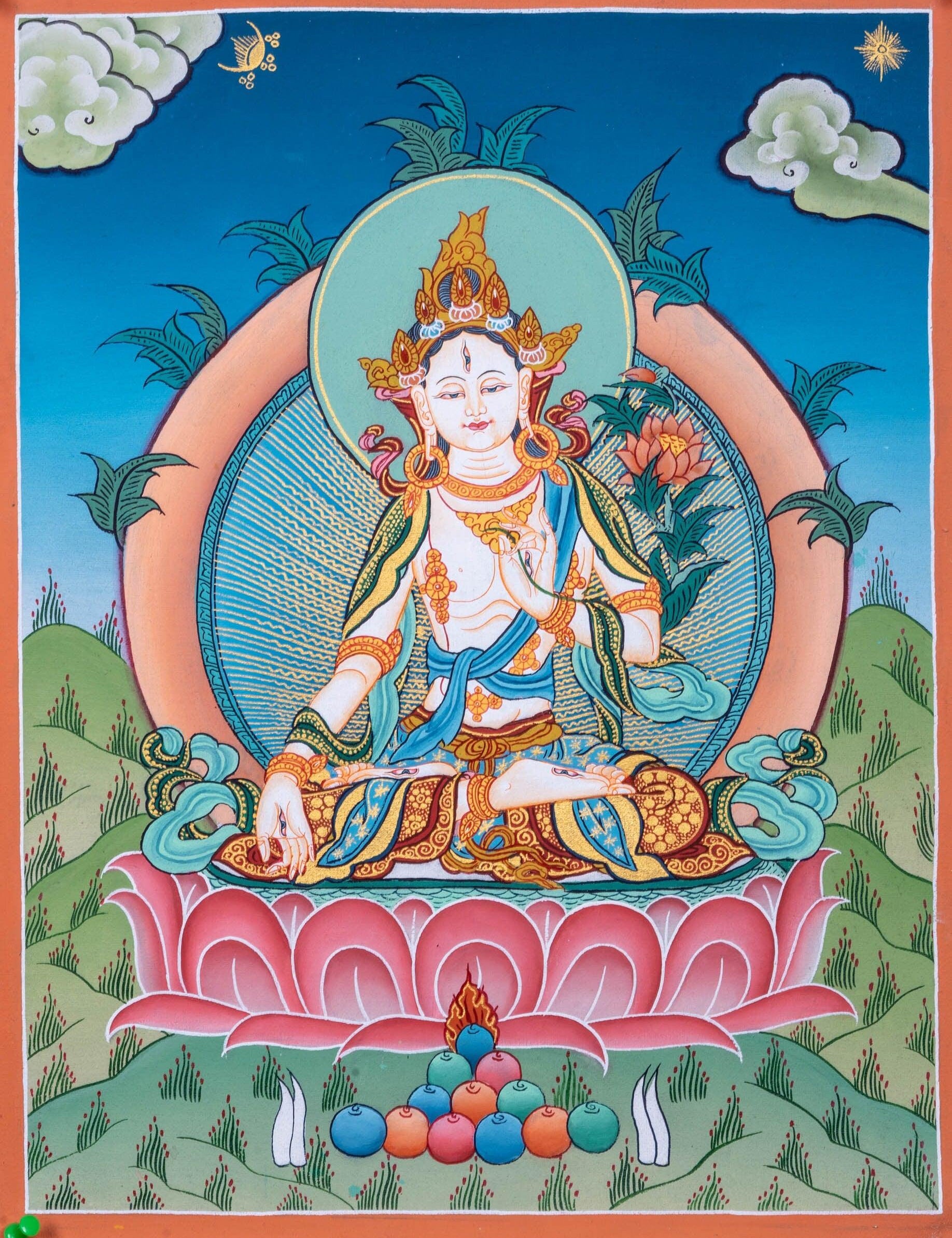 White Tara Thangka Painting - Himalayas Shop