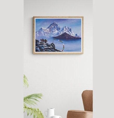 Oil painting of Mount Everest front view- Shop Now