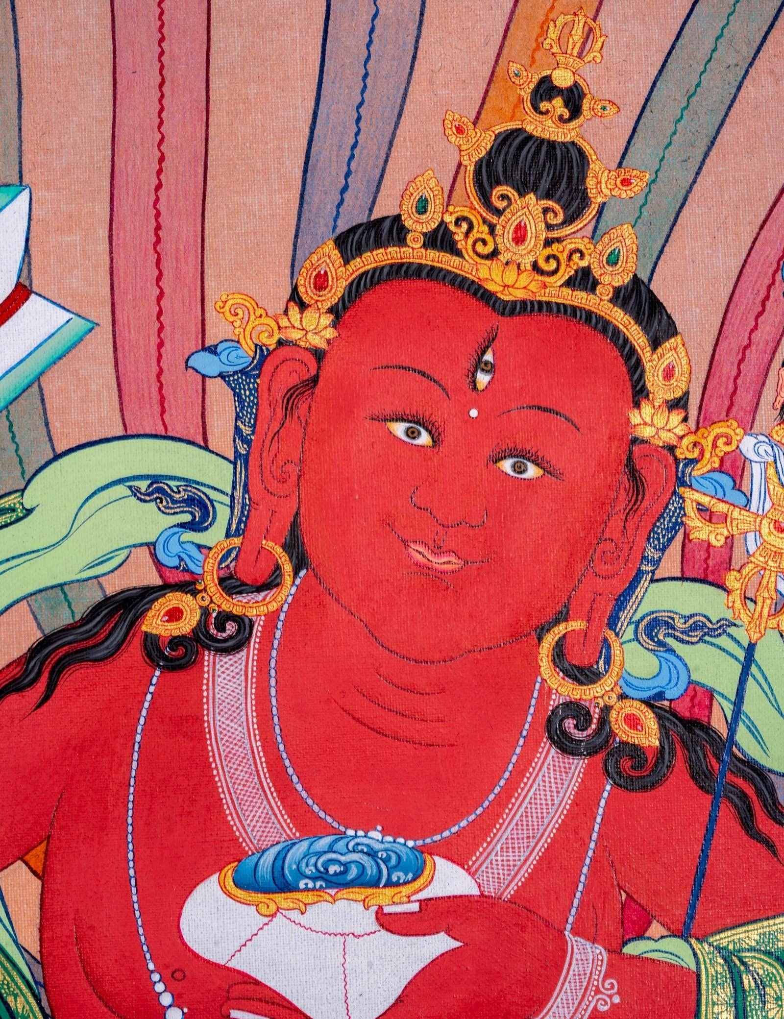 Red Guru Thangka Painting - Himalayas Shop