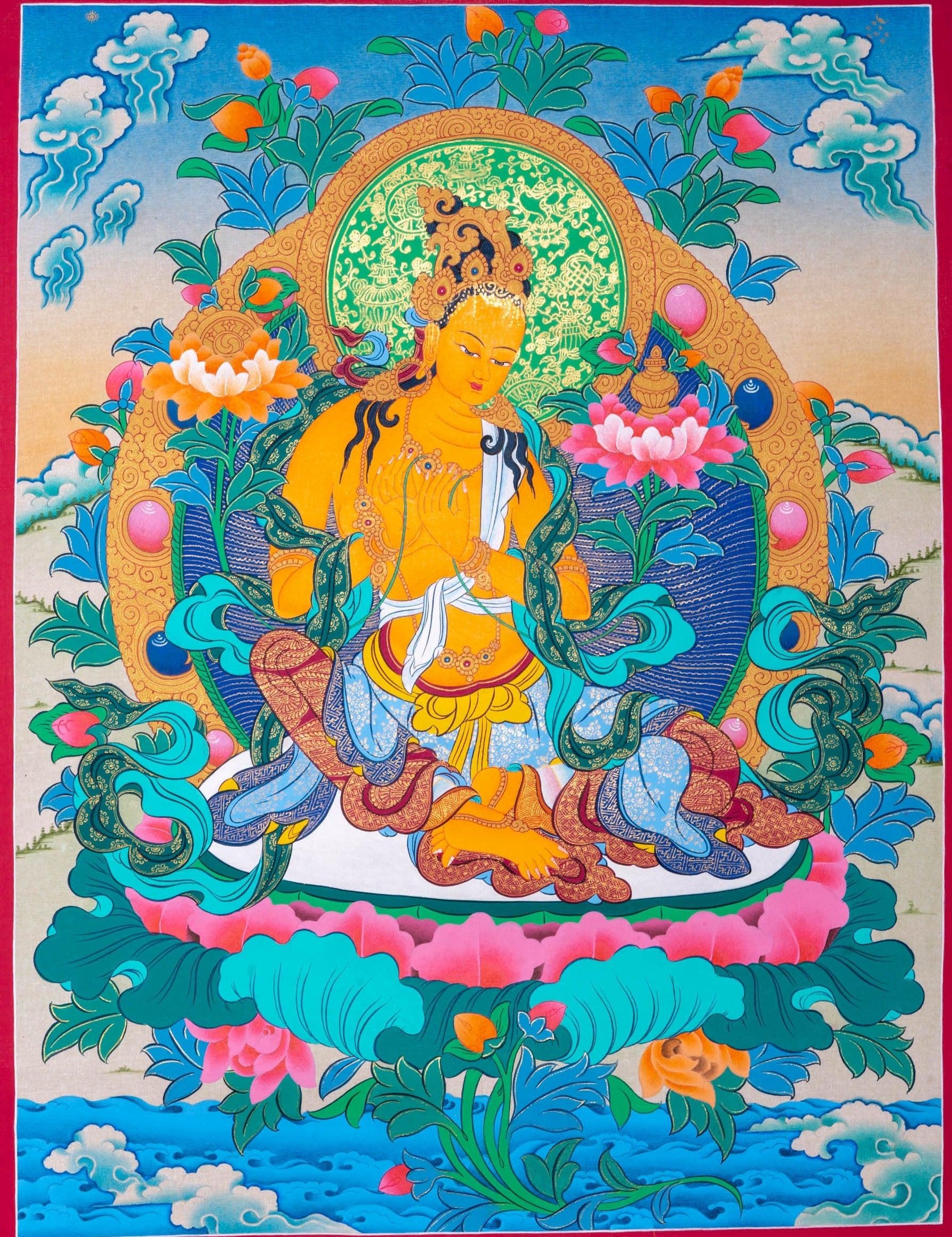 Vajrasattva Shakti Thangka Painting - HimalayasShop