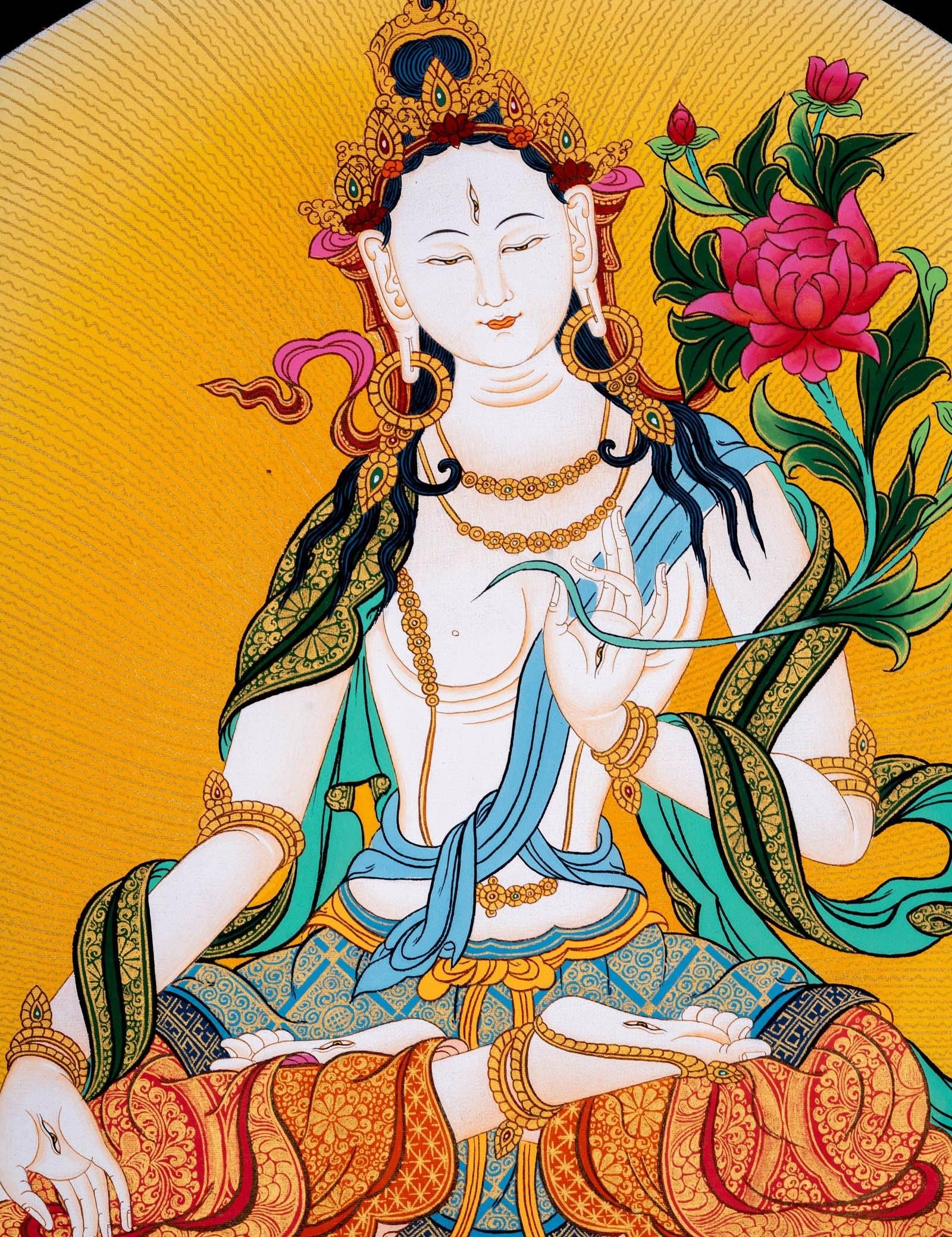 White Tara Thangka Painting