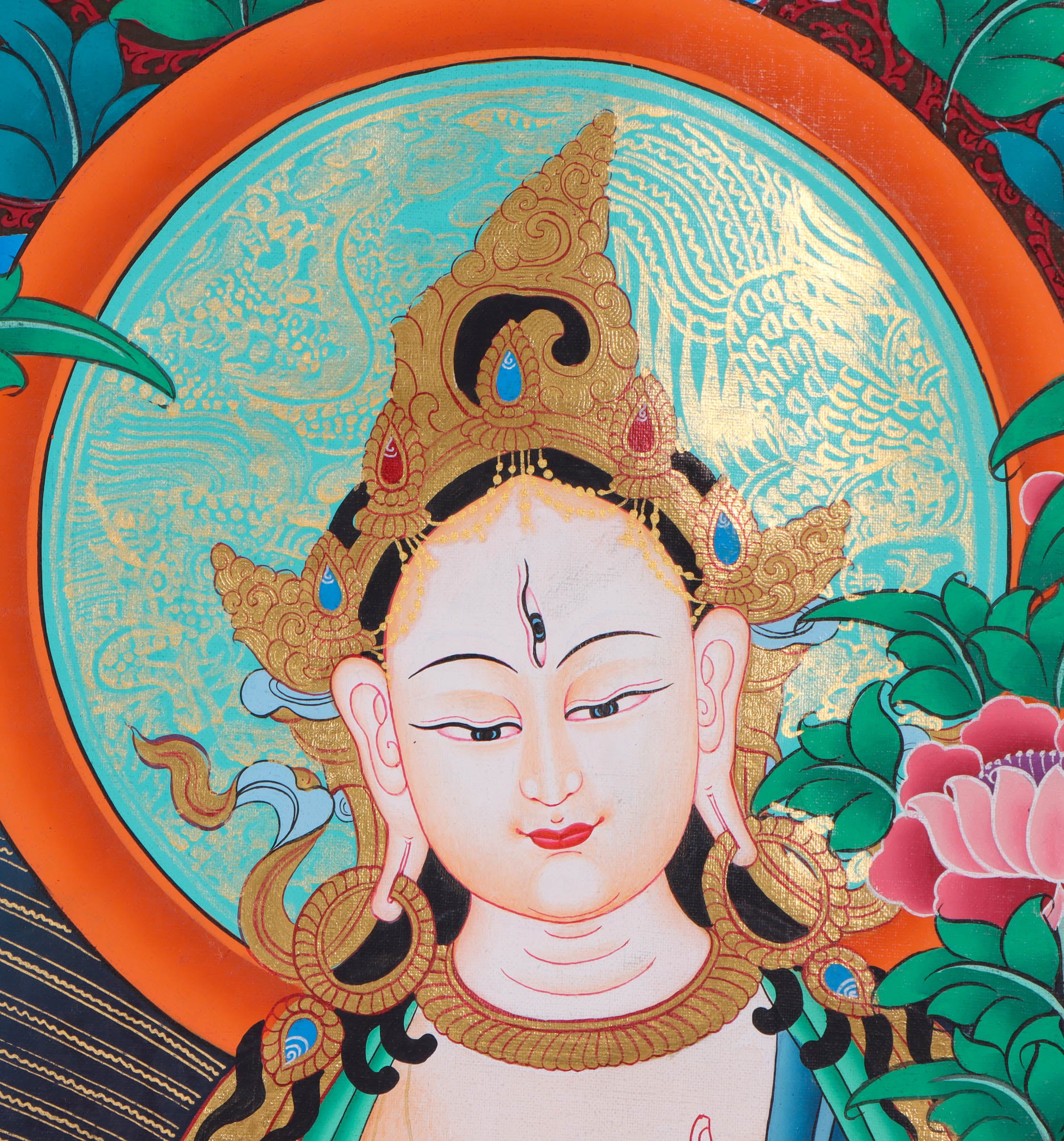 White Tara (Female Bodhisattva) Handpainted Thangka Painting - Himalayas Shop